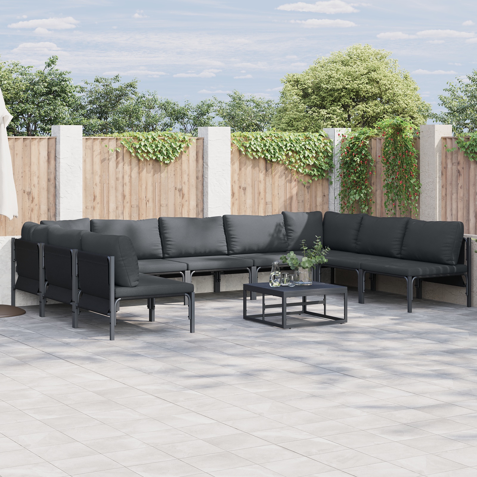 Garten-Sofa-Set 10 pcs Anthrazit Stahl Garten-Sofa-Set 10 pcs Anthrazit Stahl