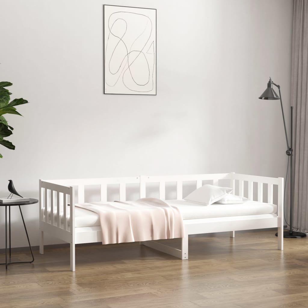 Tagesbett ohne Matratze Weiß 80x200 cm Massivholz Kiefer