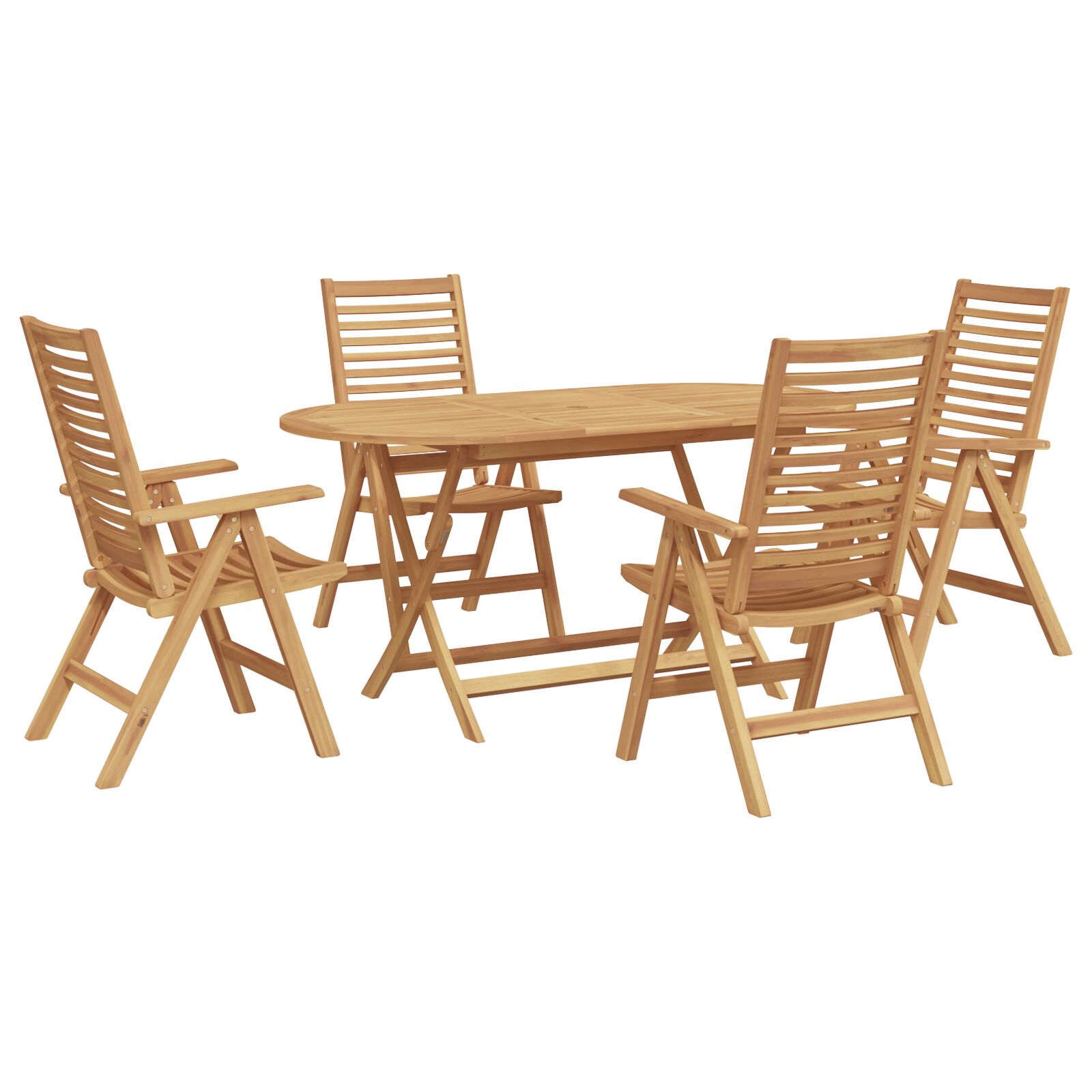 5-teiliges Gartendining-Set klappbar aus massivem Teakholz, Gartenstühle 2 Stück Massivholz Teak
