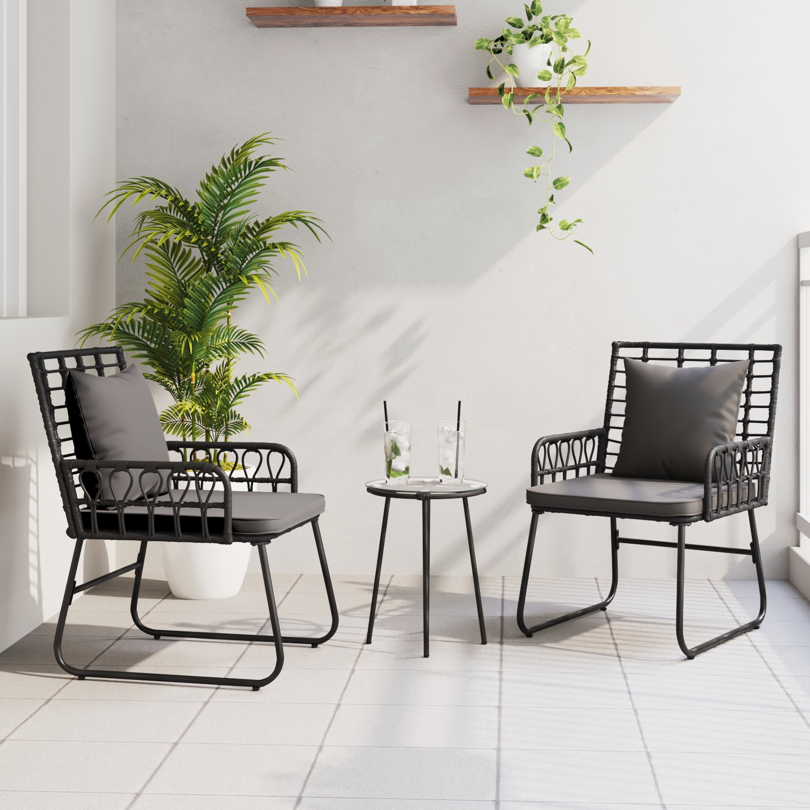Garten Essgruppe 3 pcs Schwarz, Anthrazit 35 x 35 x 45 cm Garten Essgruppe 3 pcs Schwarz, Anthrazit 35 x 35 x 45 cm
