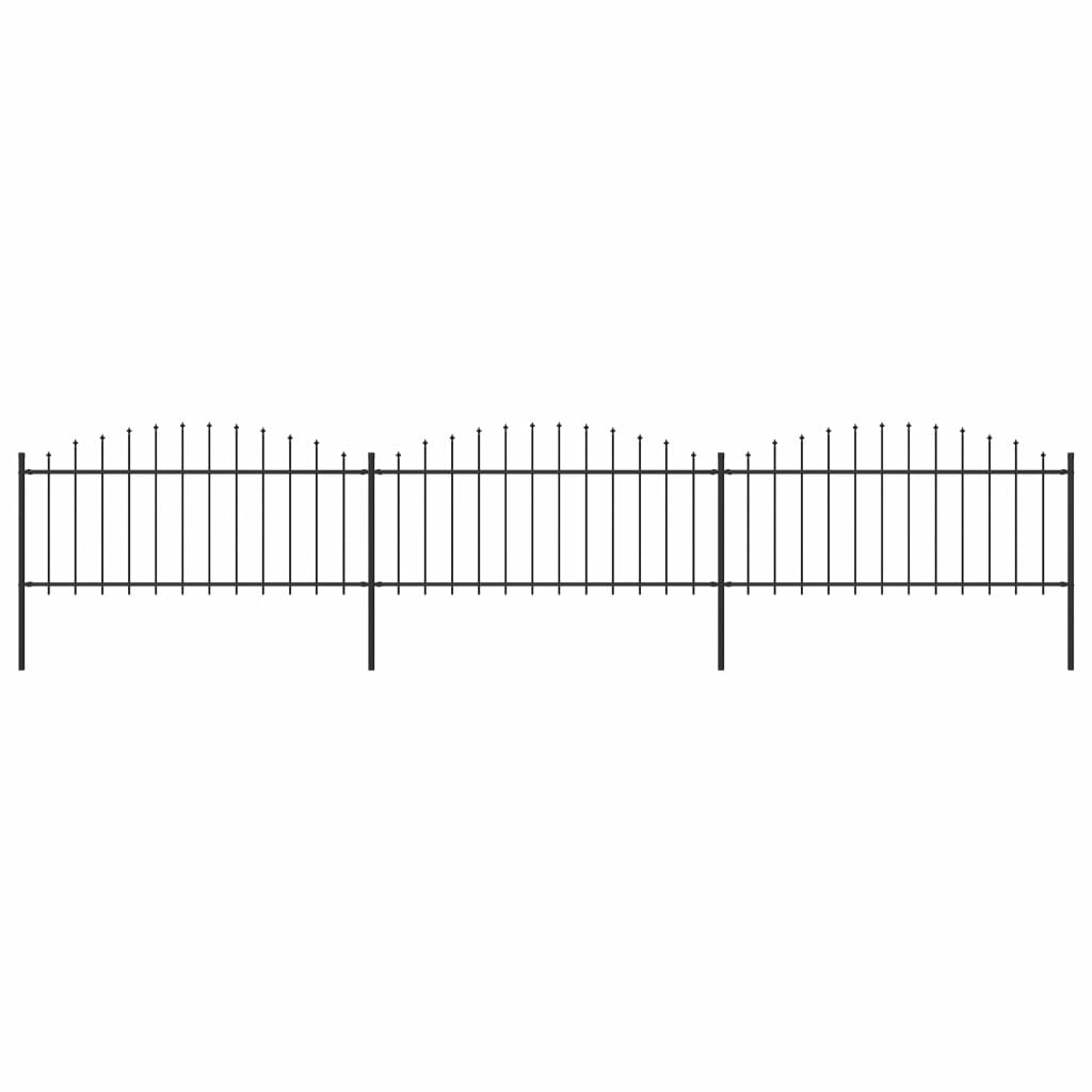 Gartenzaun mit Speerspitzen Stahl (0,5 - 0,75) x 5,1 m Schwarz