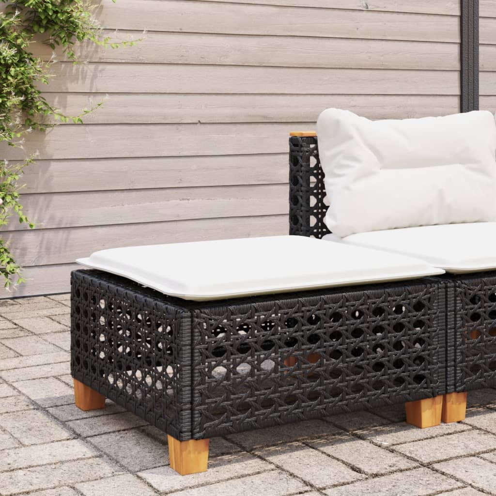 Gartenhocker mit Kissen Schwarz 63,5x56x32 cm Poly Rattan Gartenhocker mit Kissen Schwarz 63,5x56x32 cm Poly Rattan