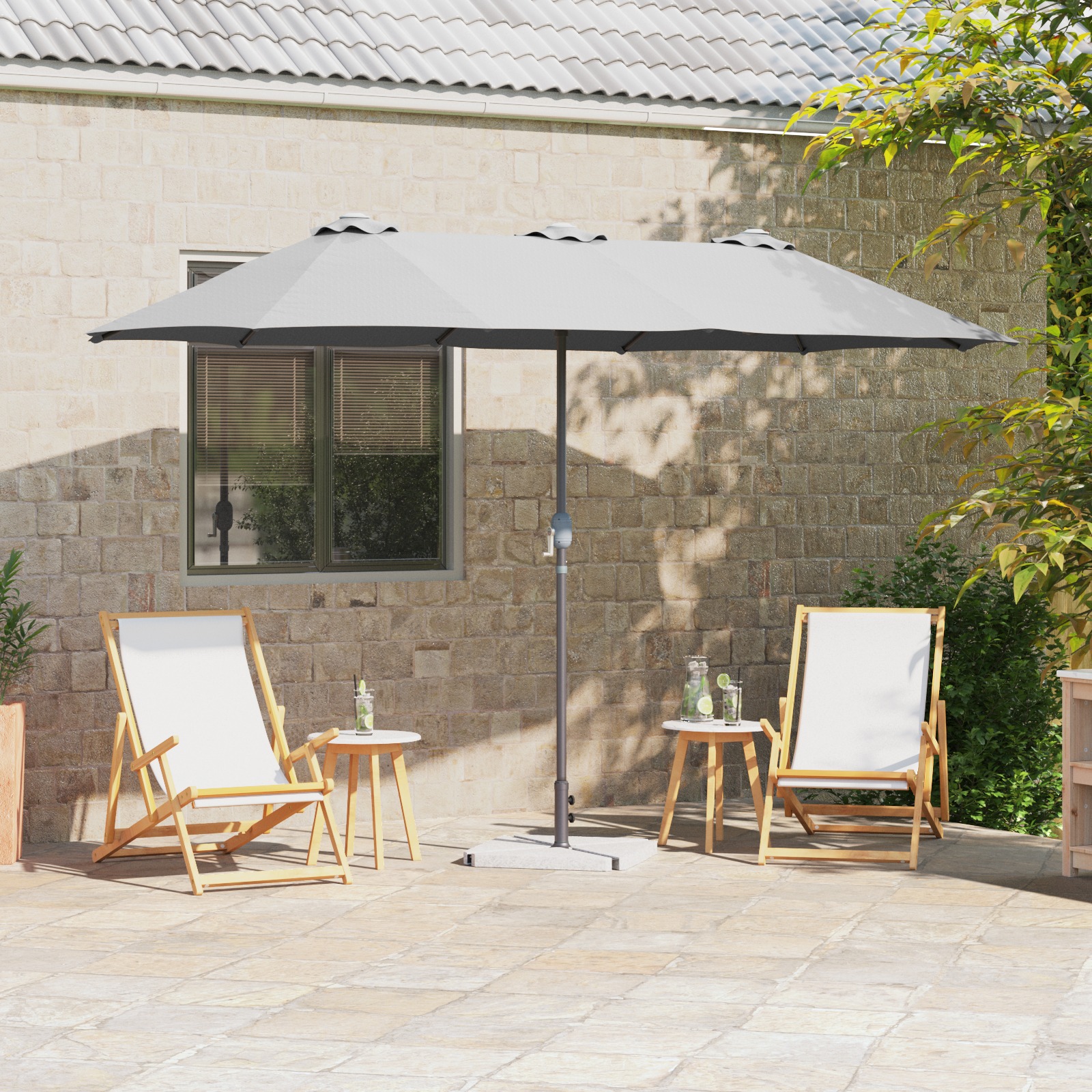 Gartenparasol Sandfarbe 380 x 196 x 235 cm