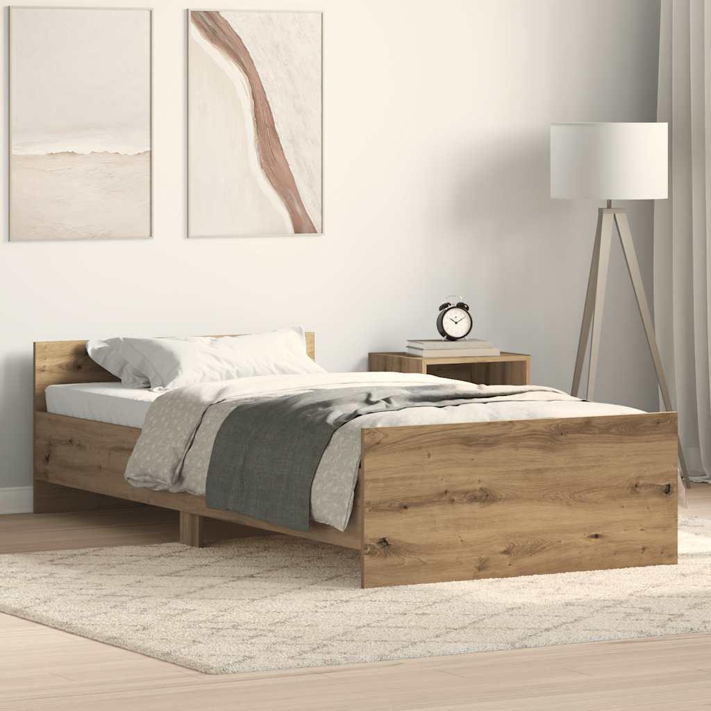 Bettgestell ohne Matratze Artisan-Eiche 75x190 cm Holzwerkstoff