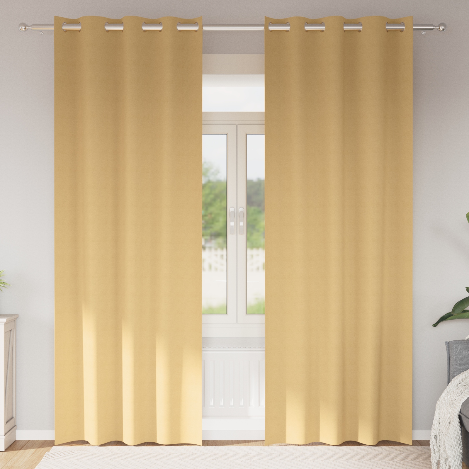 Vorhänge mit Vorhängen 2 pcs Beige 260 x 140 cm Polyester