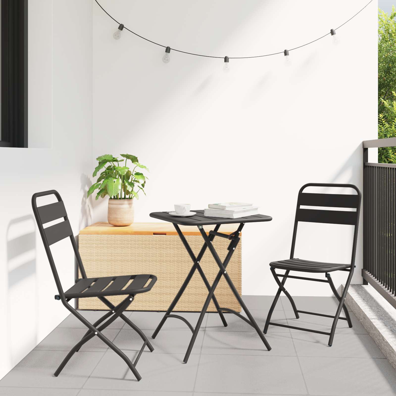 Faltbare Gartenstühle 2 Stück Anthrazit 42x52x82 cm Pulverbeschichteter Stahl Faltbare Gartenstühle 2 Stück Anthrazit 42x52x82 cm Pulverbeschichteter Stahl
