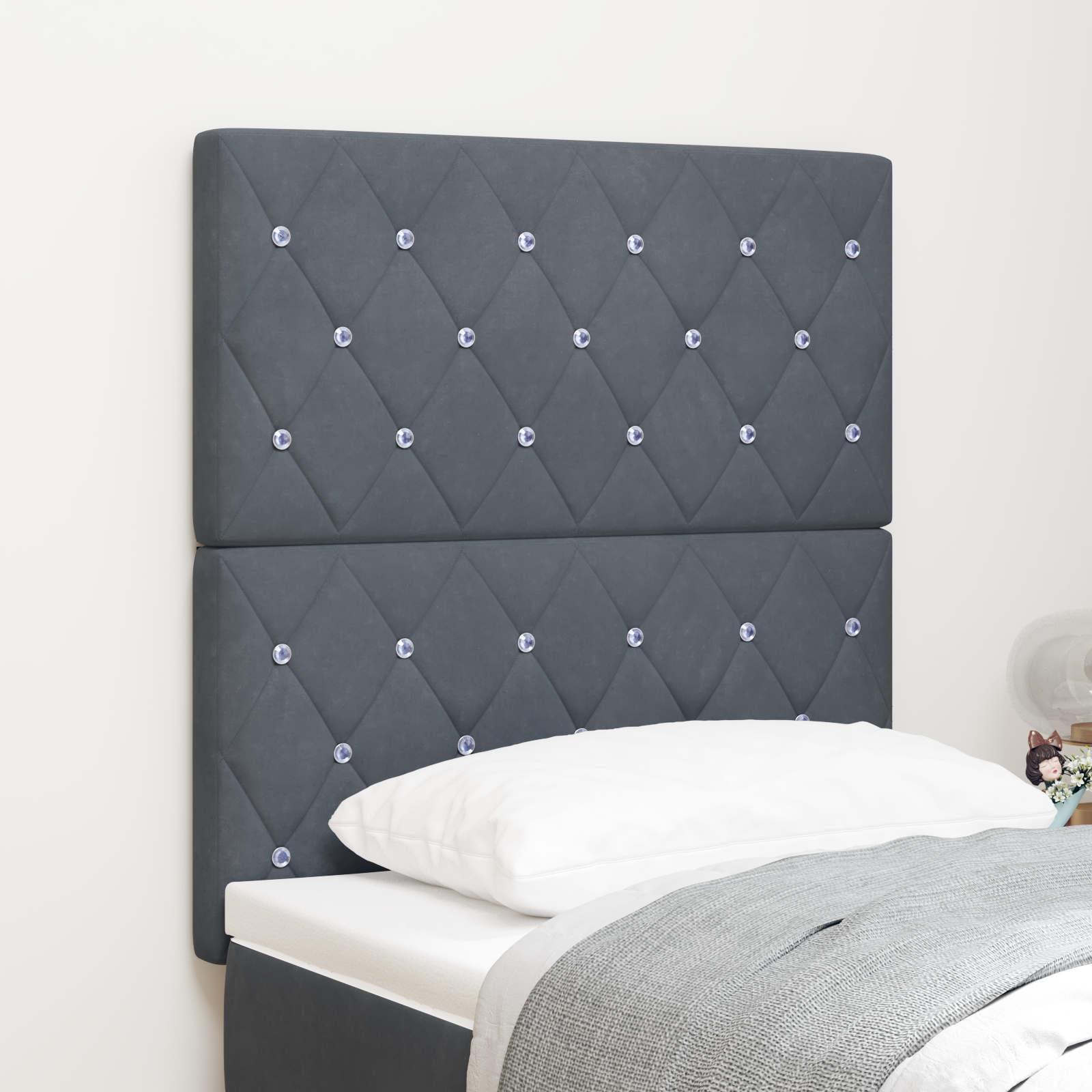 LED Kopfteil Dunkelgrau 80 cm Samt