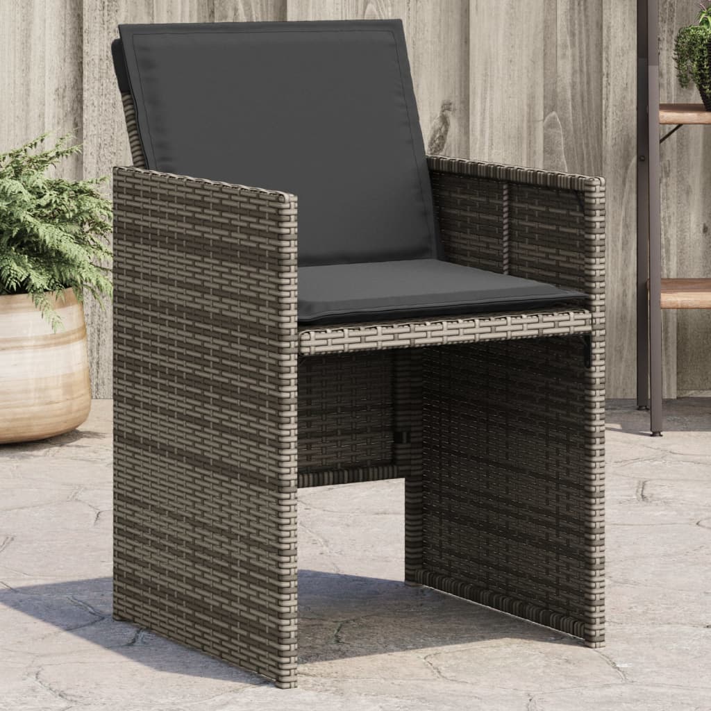 Gartenstühle mit Kissen 4 Stk. Grau Poly Rattan Gartenstühle mit Kissen 4 Stk. Grau Poly Rattan