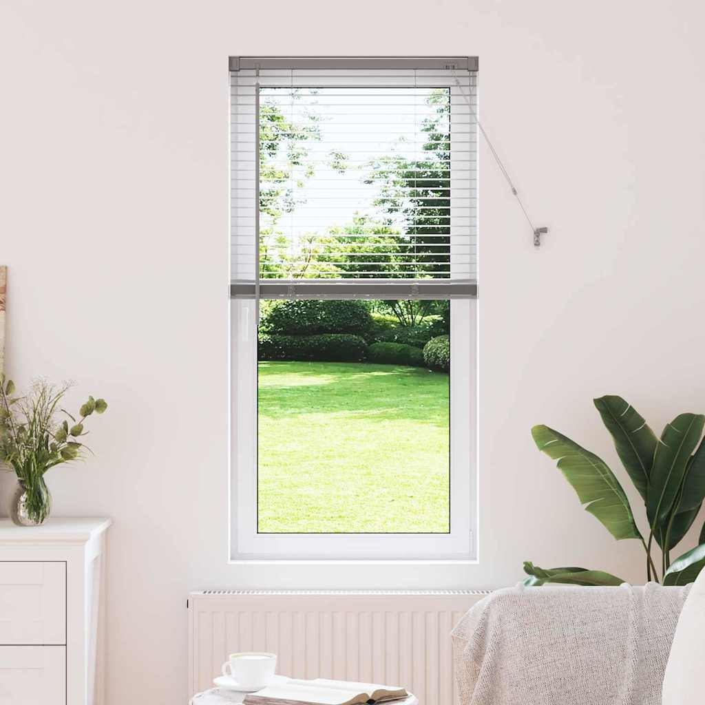 Fenster Jalousie mit Vorhängen Silber 60 x 130 cm Aluminium