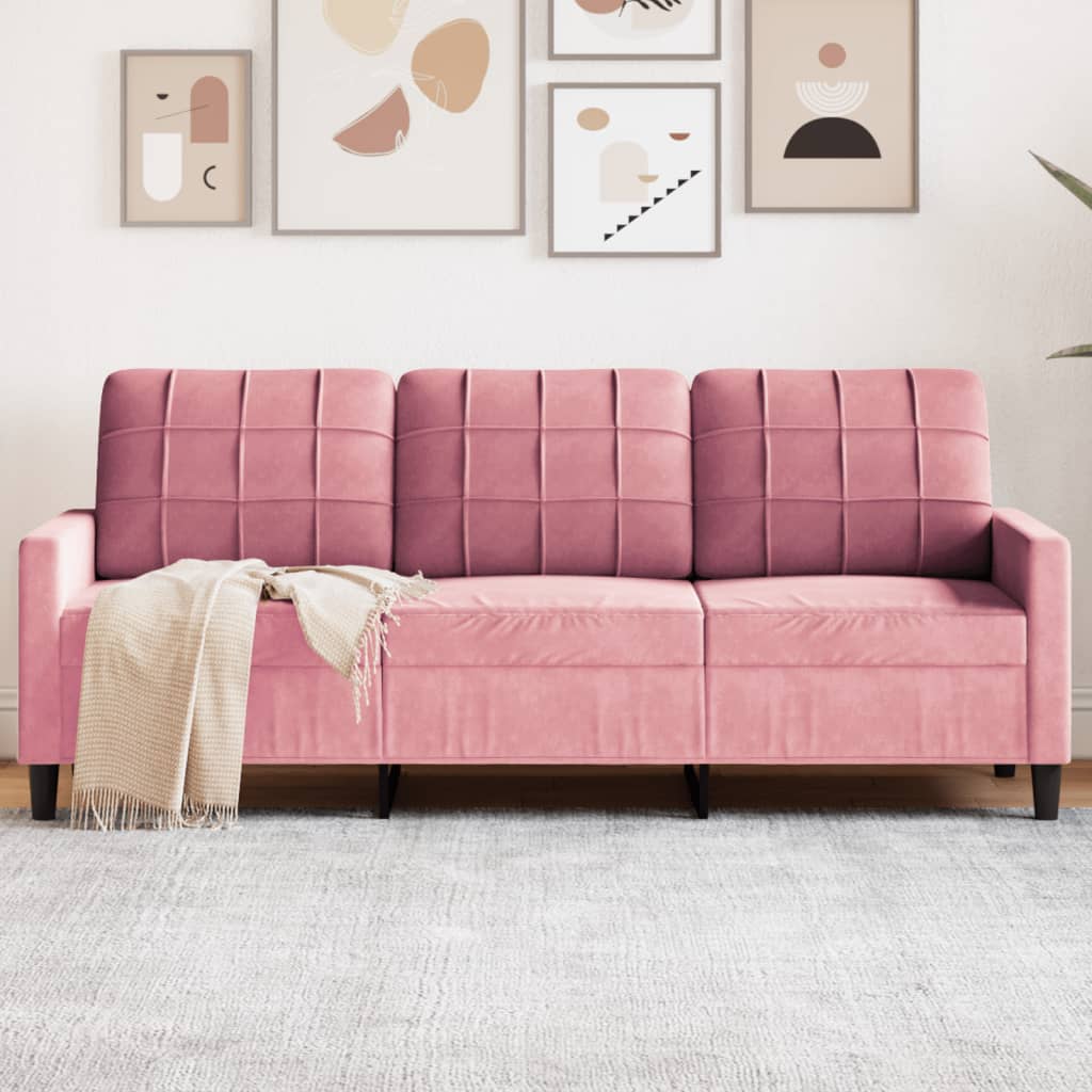3-Sitzer-Sofa Rosa 180 cm Samt 3-Sitzer-Sofa Rosa 180 cm Samt