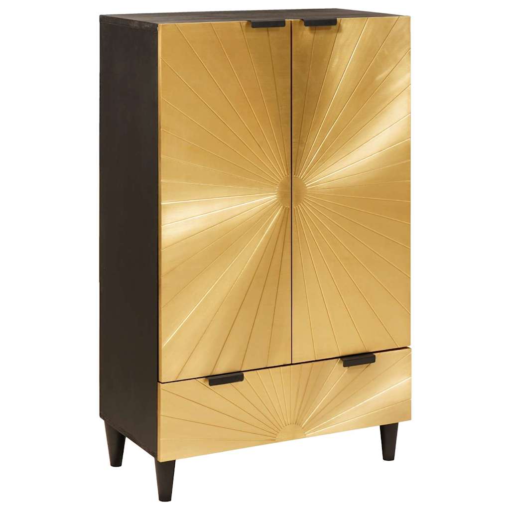 Beistellschrank mit Tür Schwarz und Gold 60 x 33.5 x 100 cm Beistellschrank mit Tür Schwarz und Gold 60 x 33.5 x 100 cm