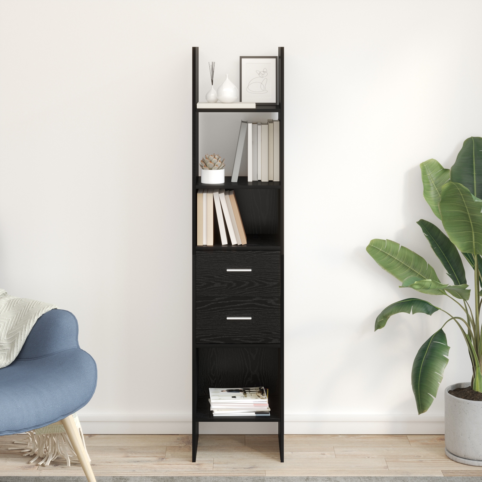Bücherregal Schwarze Eiche 40 x 35 x 180 cm Holzwerkstoff