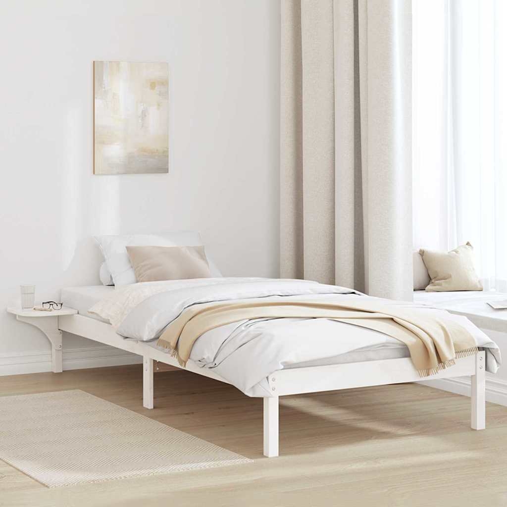 Bettgestell mit Nachttischen Weiß 90 x 200 cm Weiß