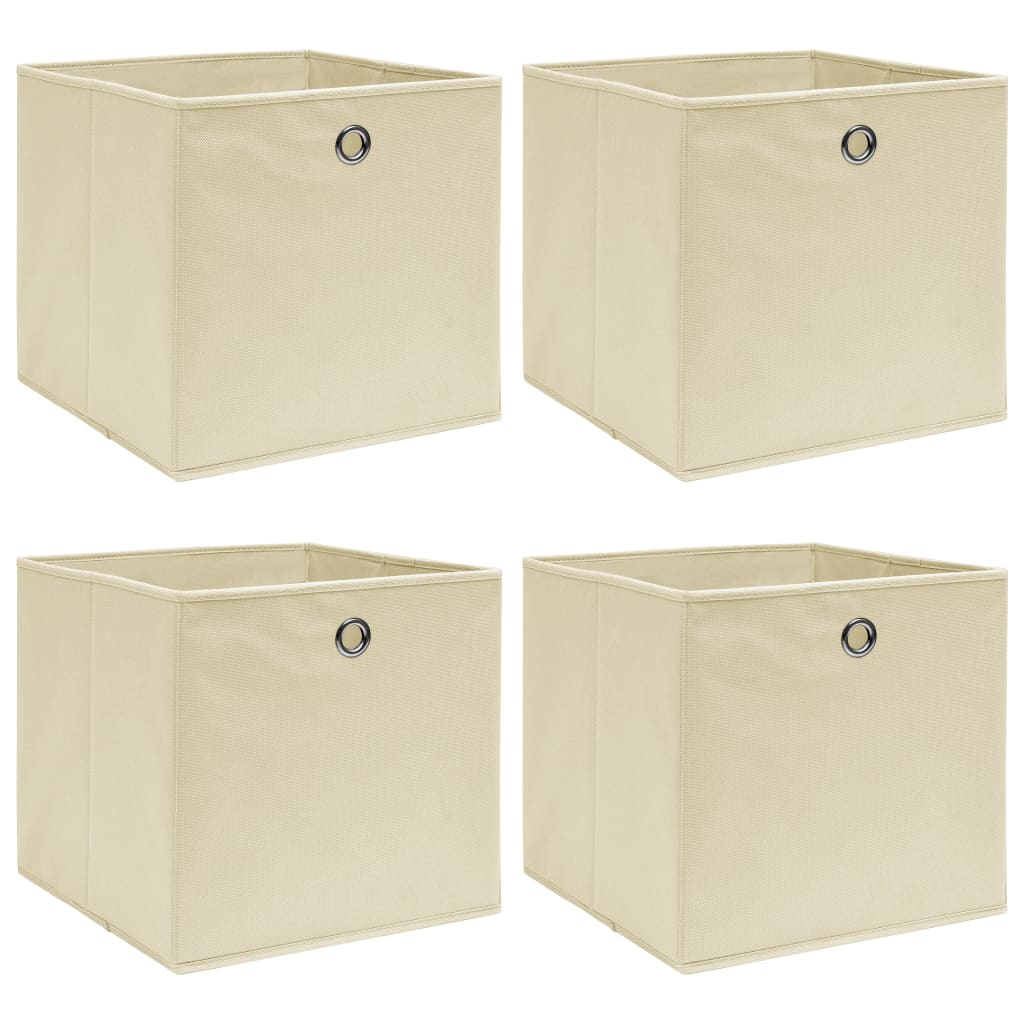 Aufbewahrungsboxen 4 Stk. Creme 32x32x32 cm Stoff