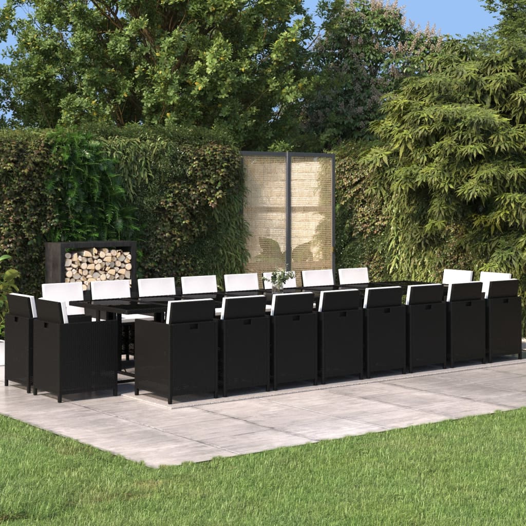 21-tlg. Garten-Essgruppe mit Kissen Schwarz Poly Rattan 21-tlg. Garten-Essgruppe mit Kissen Schwarz Poly Rattan