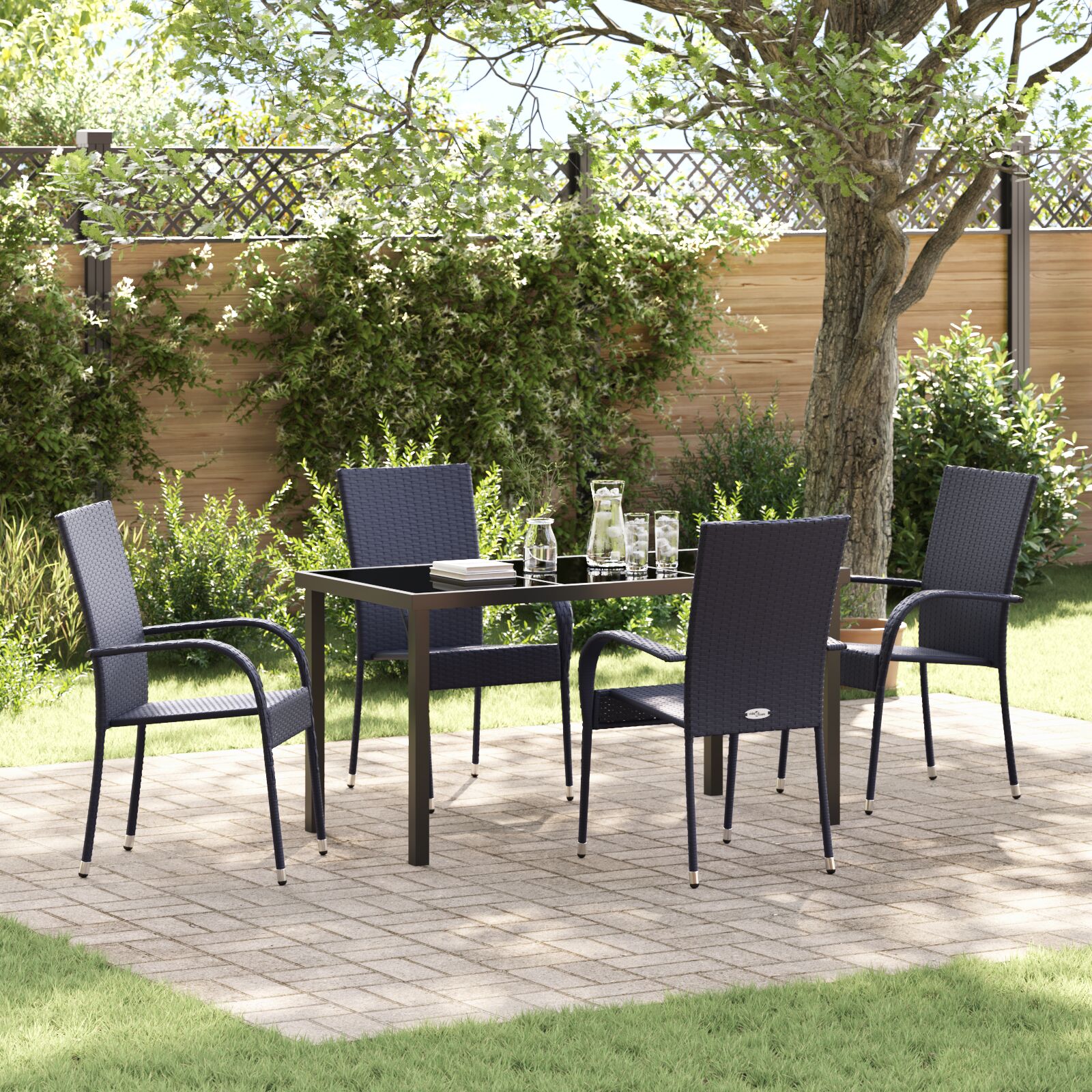 5-teiliges Garten-Ess-Set Schwarz Poly-Rattan 5-teiliges Garten-Ess-Set Schwarz Poly-Rattan