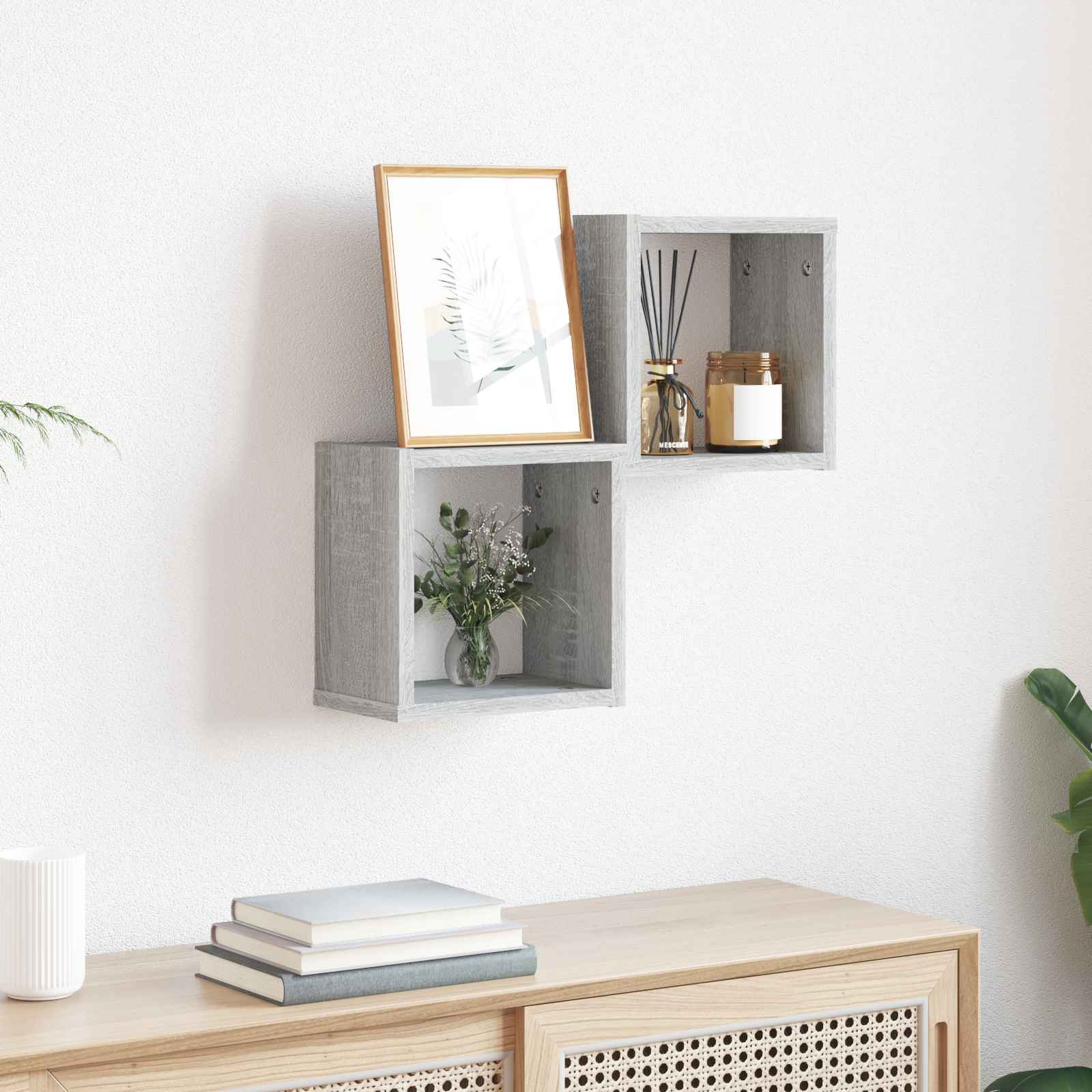 Schweberegale Grau Sonoma Holzwerkstoff Mittel Wandmontage