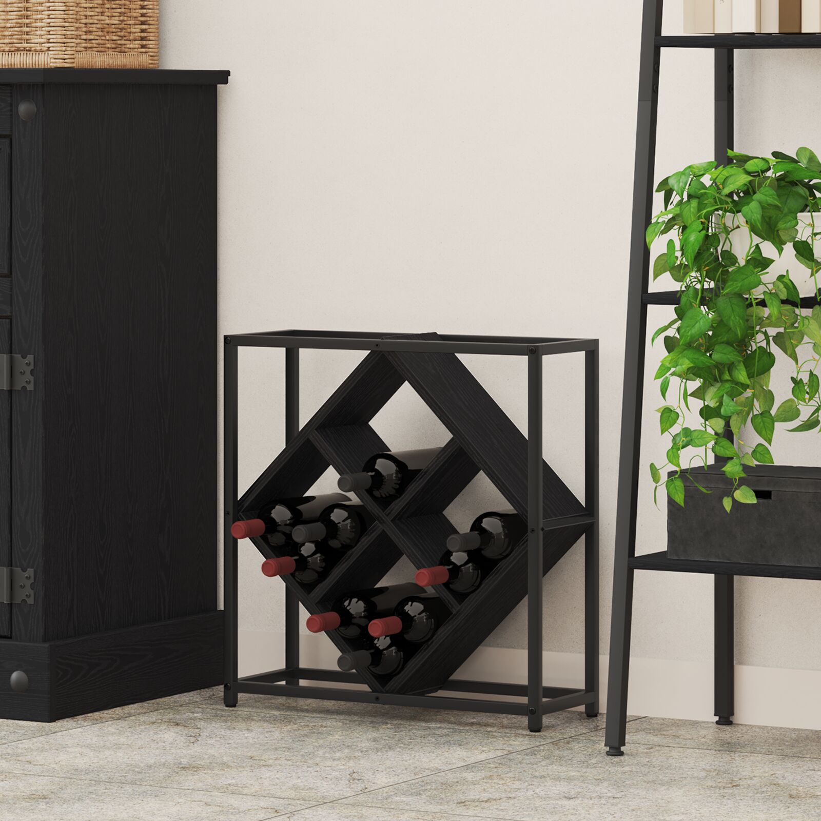 vidaXL Weinregale Schwarze Eiche Holzwerkstoff Mittel Rechteckig