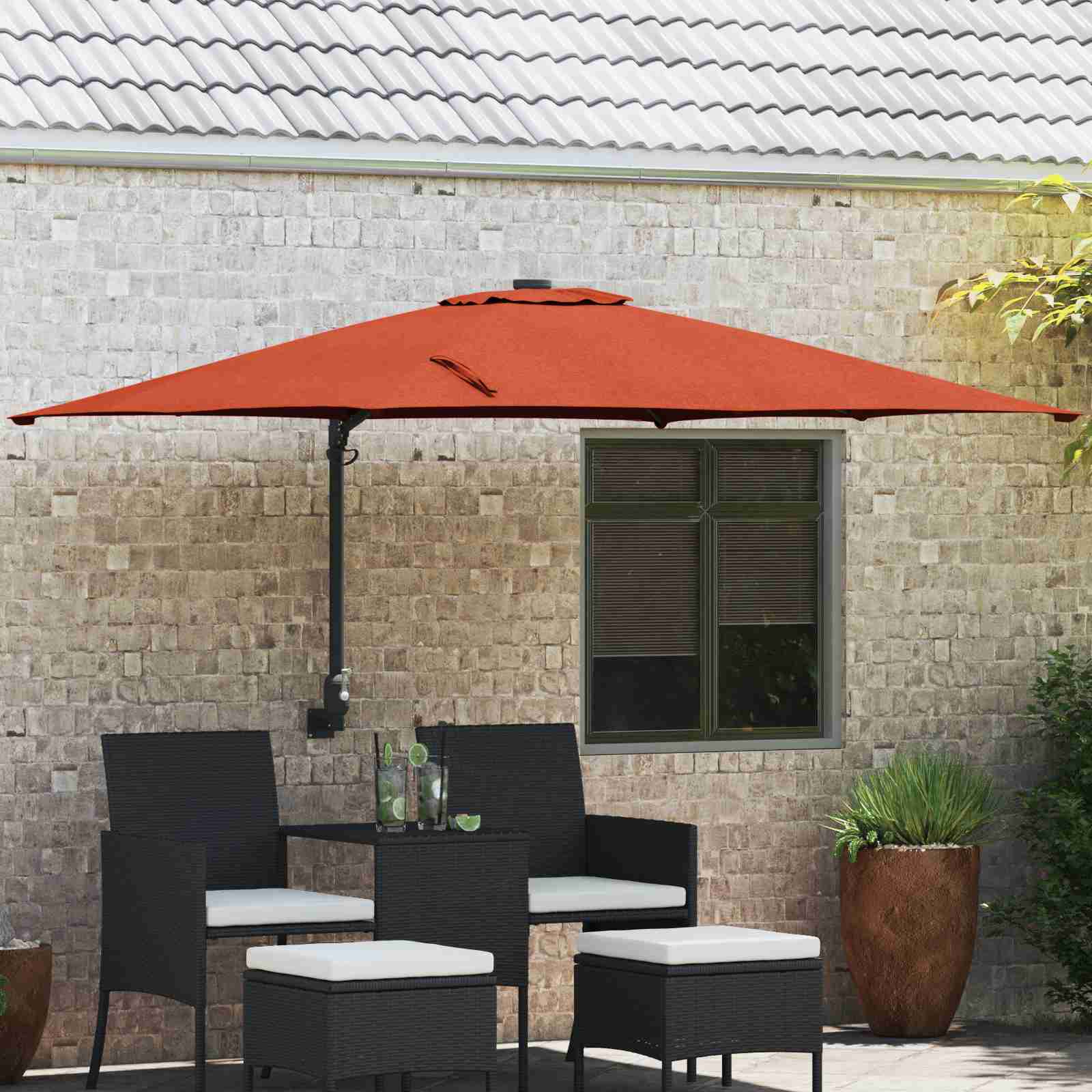 Freischwingender Schirm Terrakotta Polyester Groß Kippbar