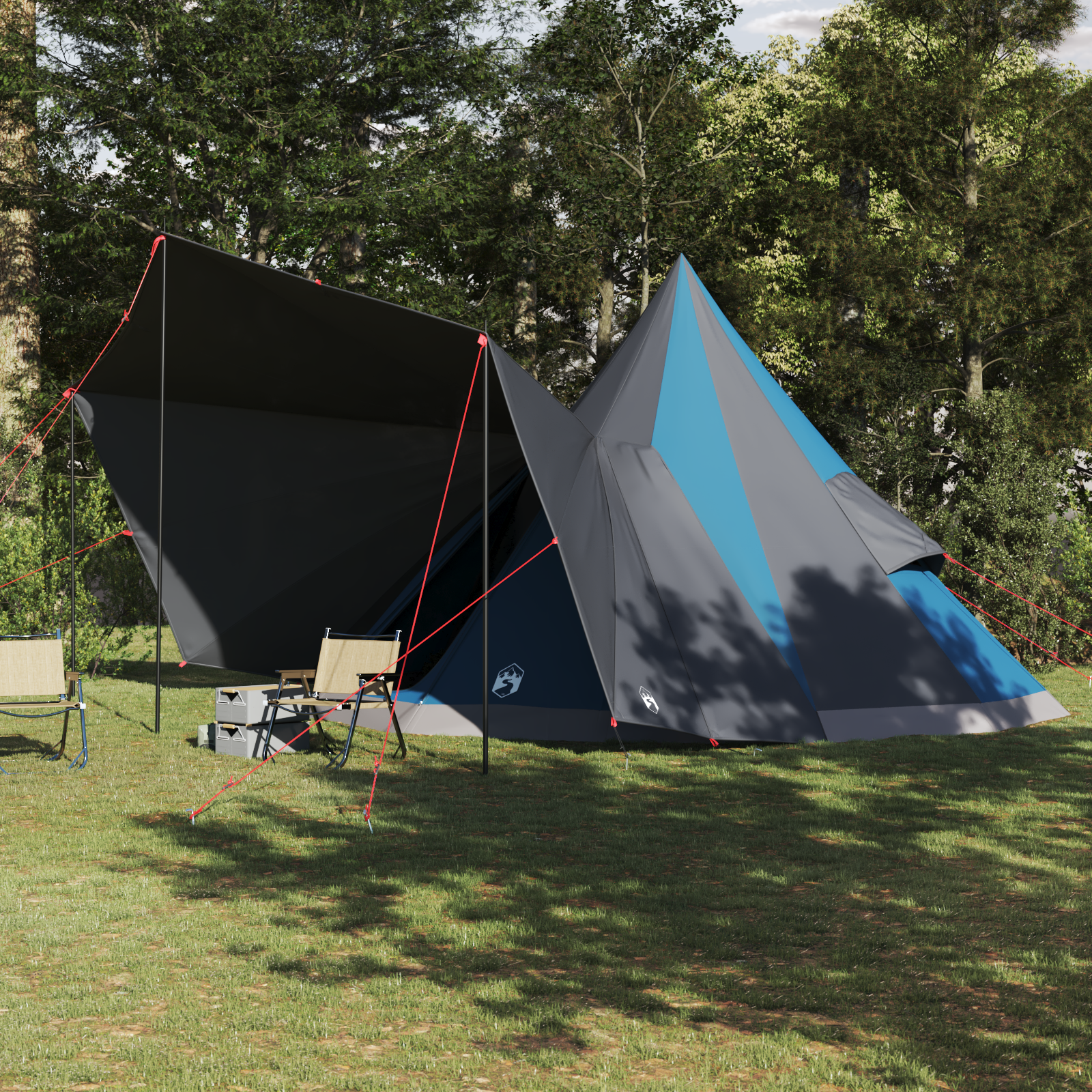 Familienzelt Tipi Blau 12-Personen wasserdicht