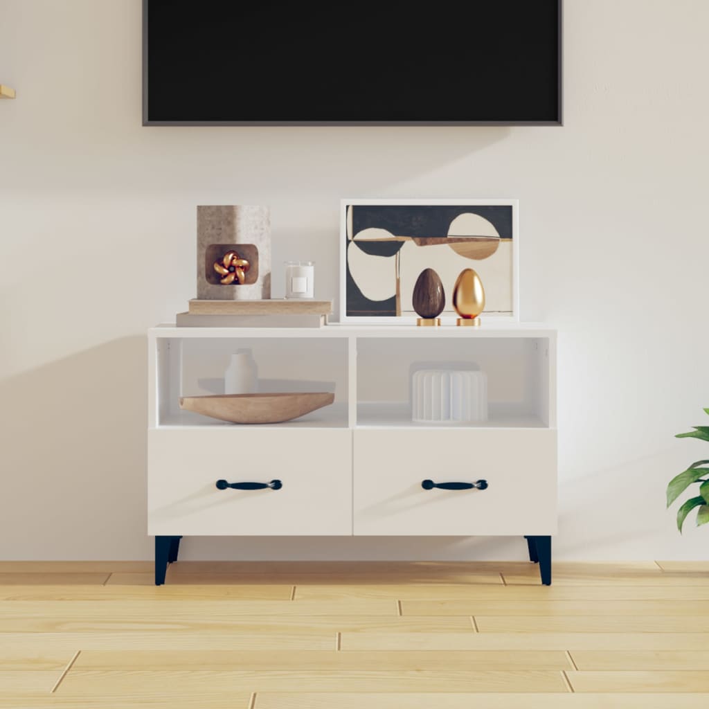 TV-Schrank Hochglanz-Weiß 80x36x50 cm Holzwerkstoff