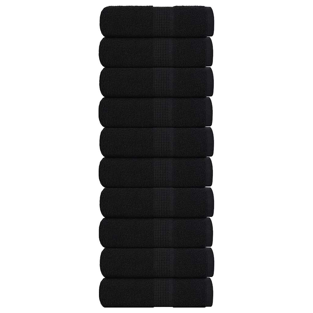 Gästetücher 10 Stk. Schwarz 30x50 cm 360 g/m² 100% Baumwolle