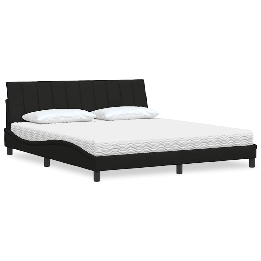 Bett mit Matratze Schwarz 180x200 cm Stoff