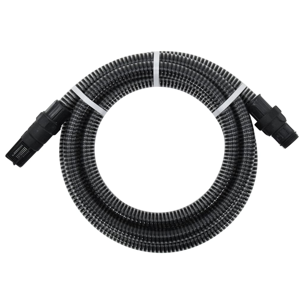 Saugschlauch mit PVC-Anschlüssen Schwarz 1" 7 m PVC