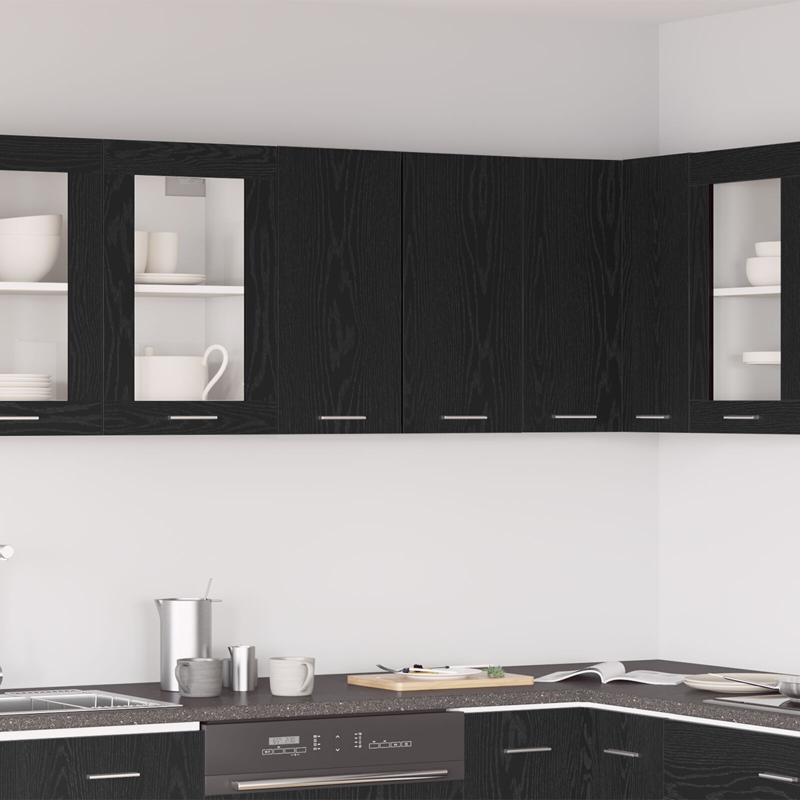 vidaXL Schwarzer Eichenhängeschrank 60x31x60 cm aus Holzwerkstoff