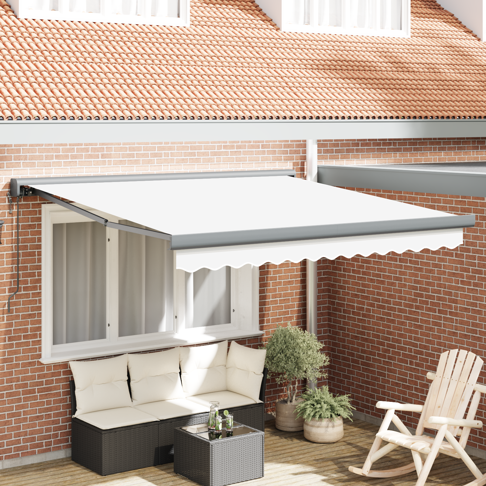 Automatische Einziehbare Markise Weiß 300x250 cm