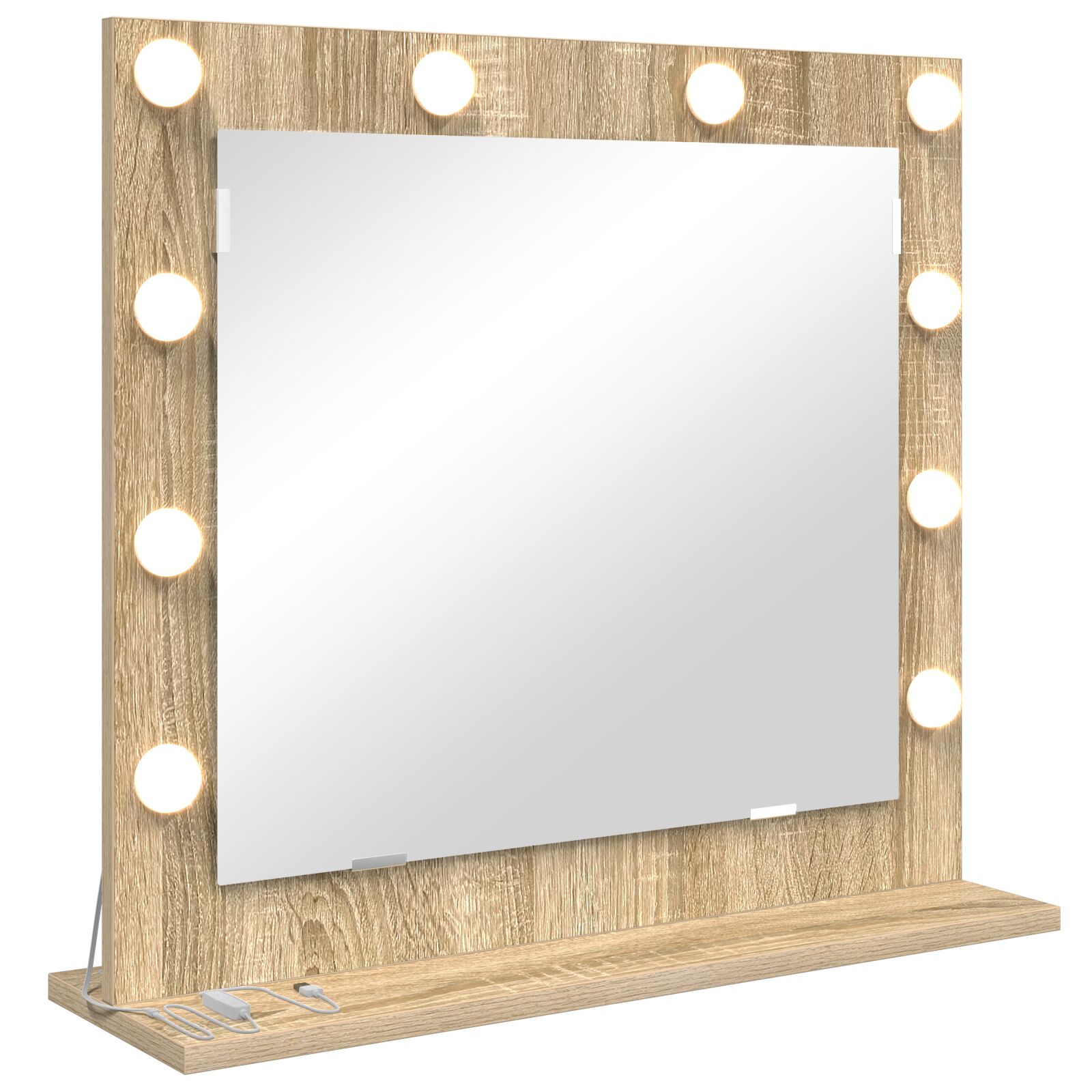 Schminkspiegel mit LED-Lichtern Sonoma Eiche 60x55x18 cm