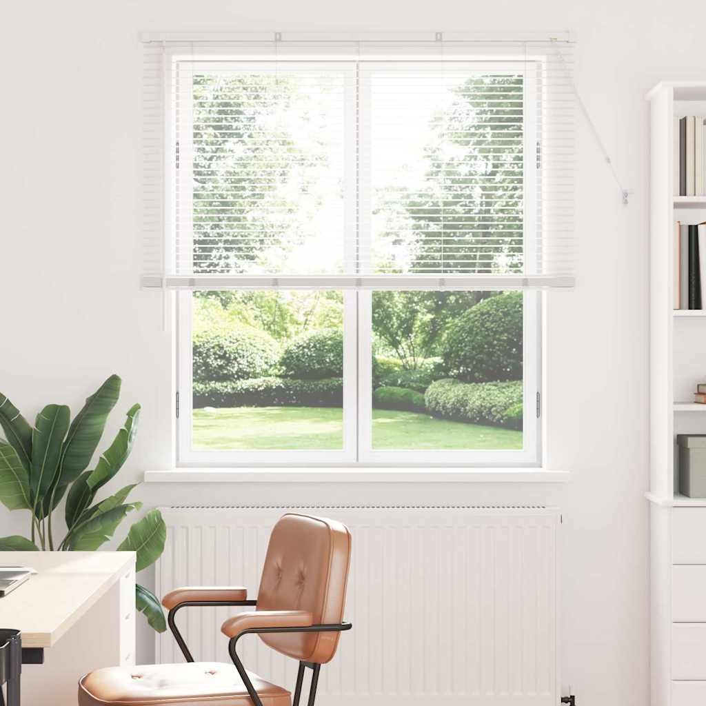 Fenster Jalousie mit Vorhängen Sonstiges Weiß 80 x 130 cm Aluminium