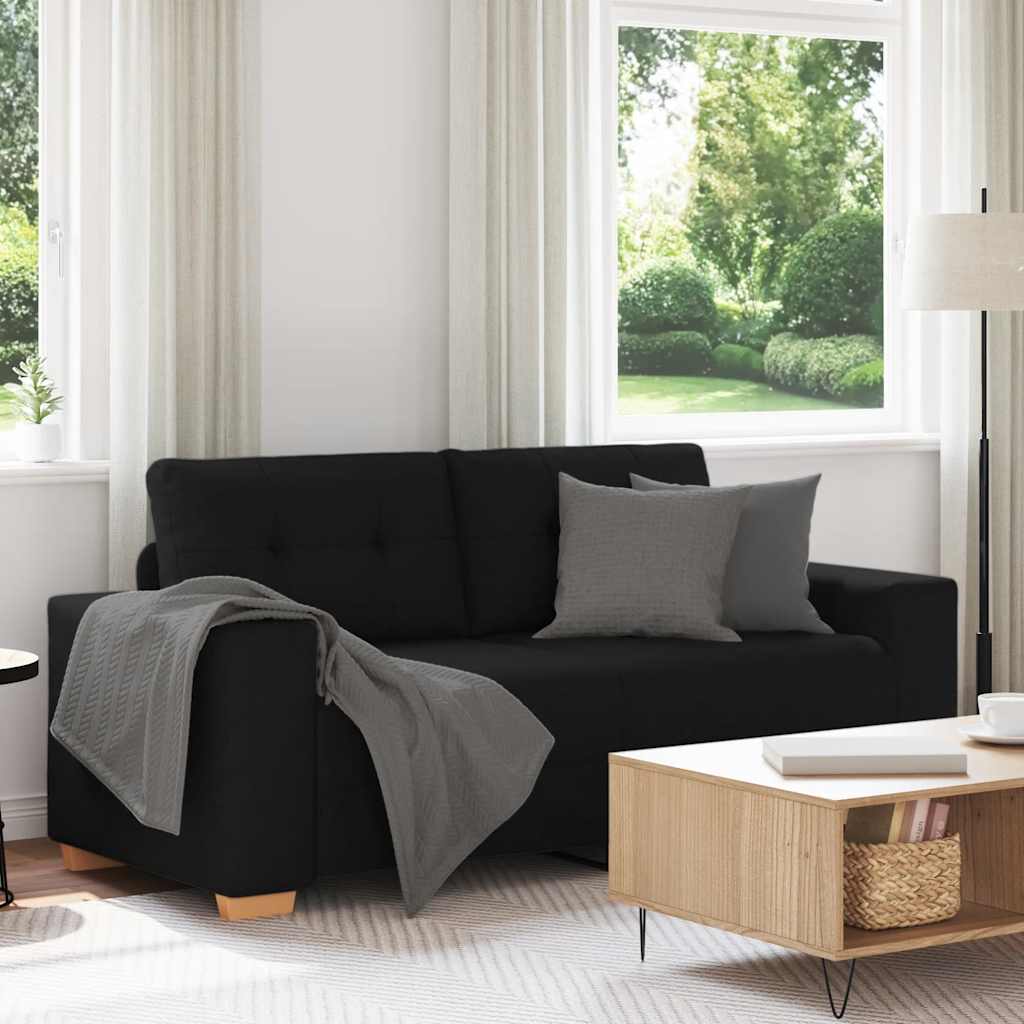Zweisitzer-Sofa Schwarz 140 cm Stoff Zweisitzer-Sofa Schwarz 140 cm Stoff