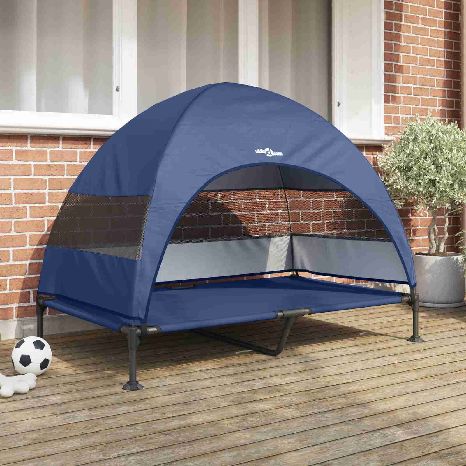 Erhöhtes Hundebett mit abnehmbarem Dach Marineblau XL Stahl Erhöhtes Hundebett mit abnehmbarem Dach Marineblau XL Stahl