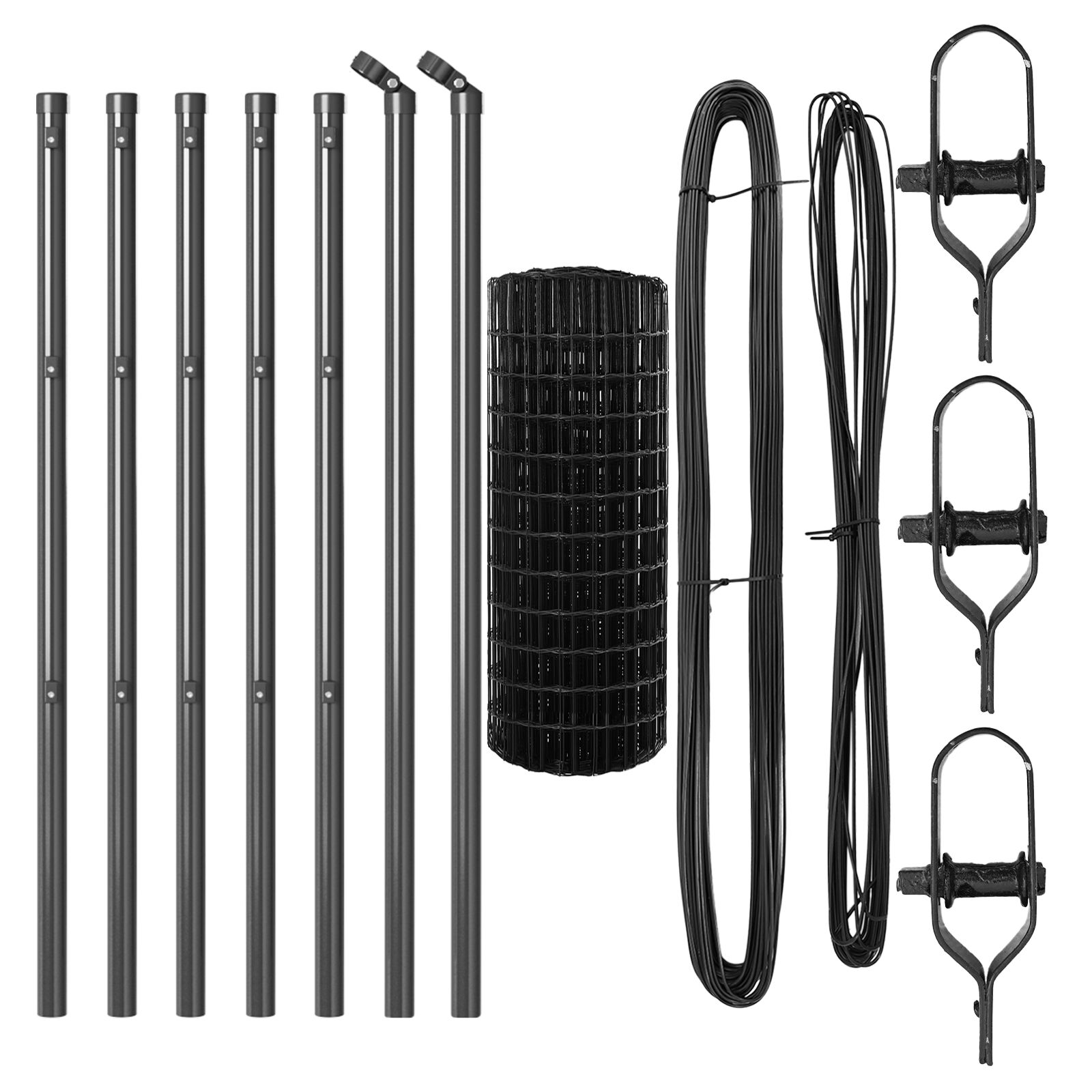 Euro Zaun Set mit 2 Grau Metall 25 x 0,8 m Langlebig