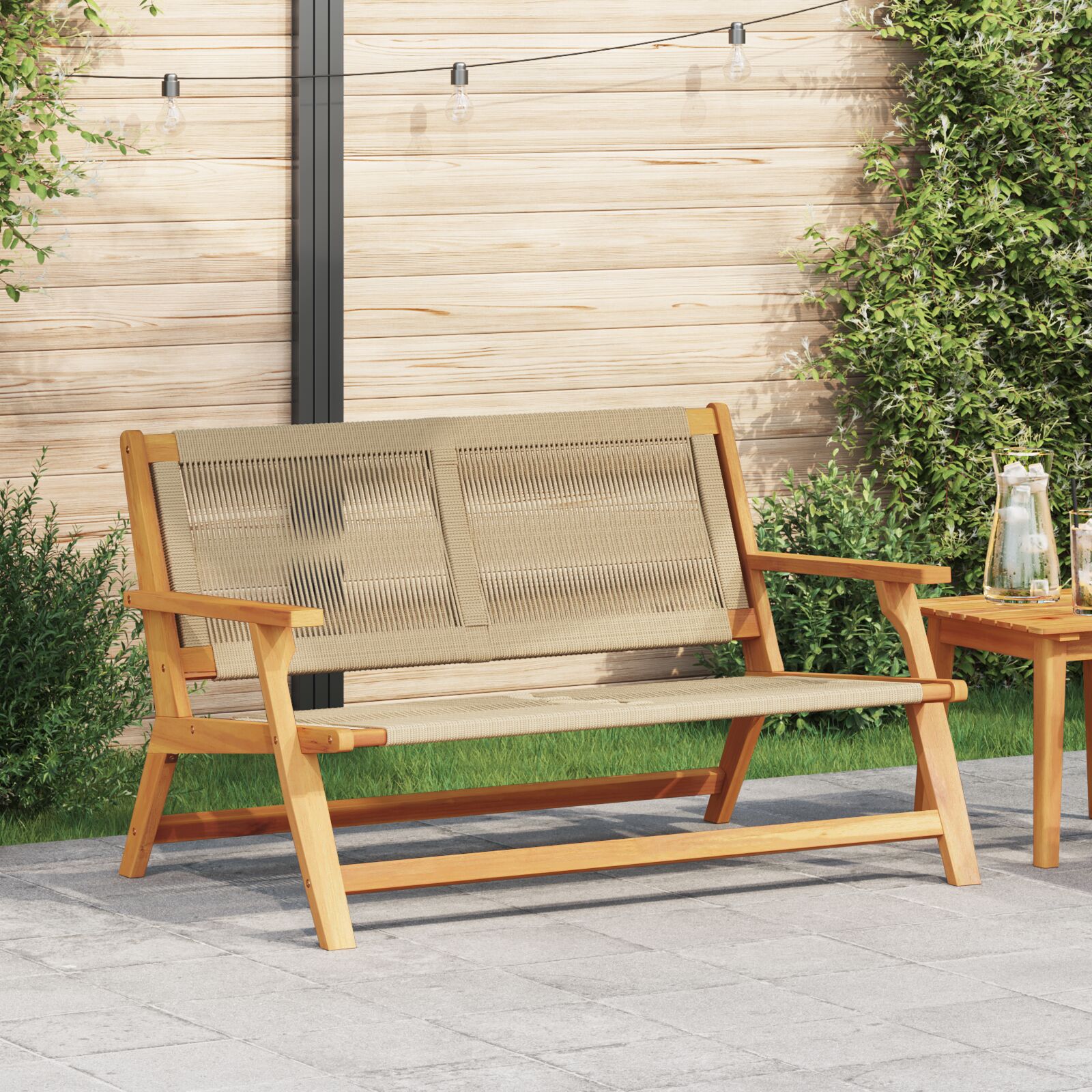 vidaXL Gartenbank Beige 76x122x73 cm Massivholz Akazie vidaXL Gartenbank Beige 76x122x73 cm Massivholz Akazie