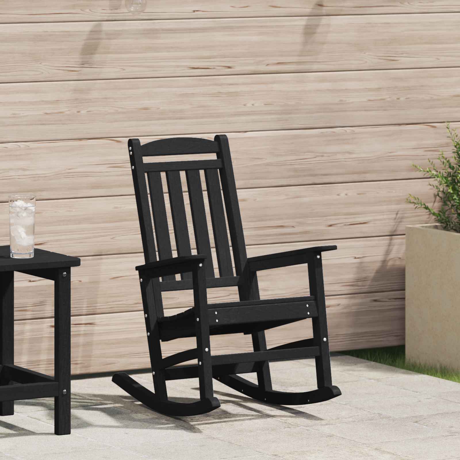 Garten Schaukelstuhl Schwarz 70x92x108 cm HDPE Garten Schaukelstuhl Schwarz 70x92x108 cm HDPE