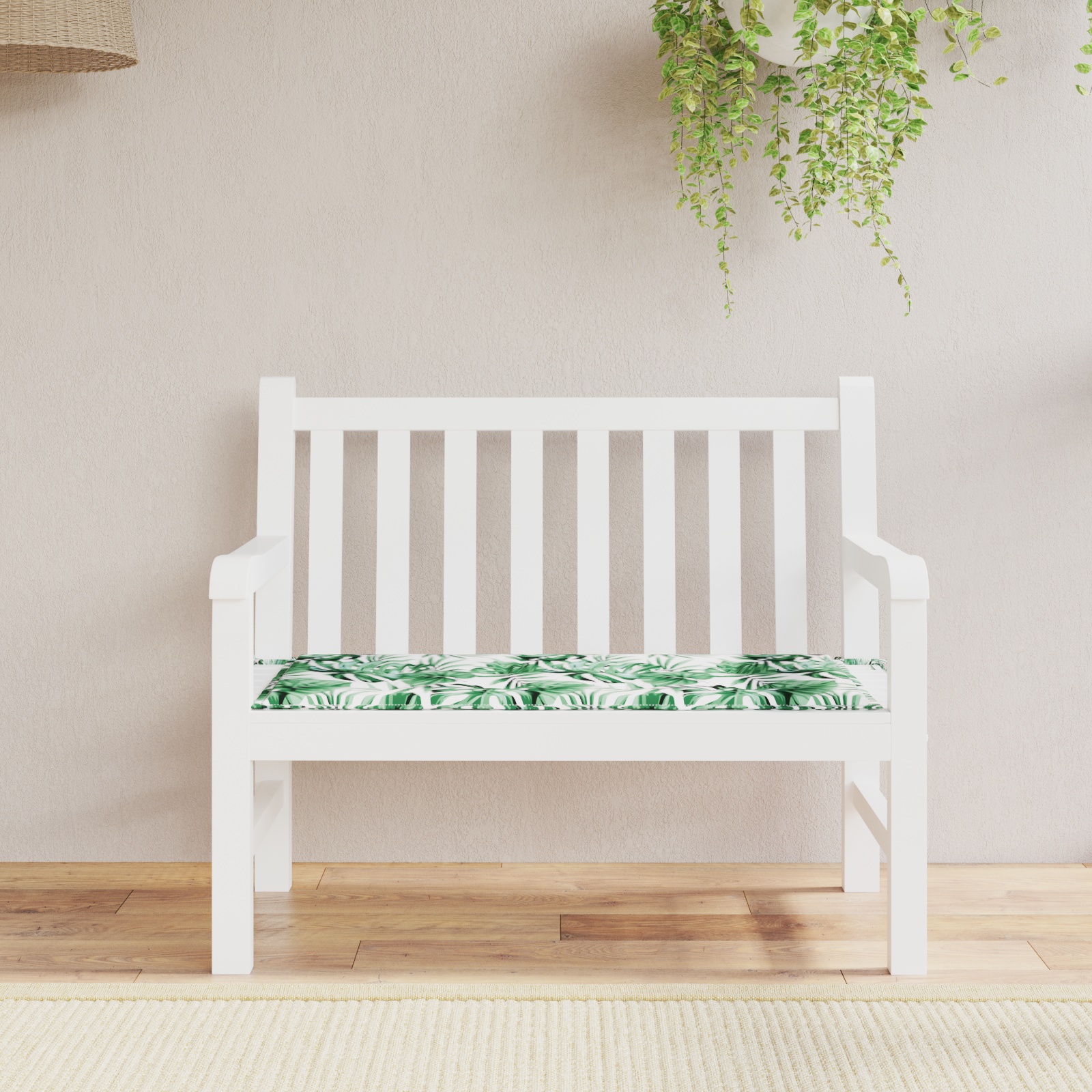 Gartenbankkissen mit Blattmuster, 100x50x4 cm, Aus Oxford-Gewebe