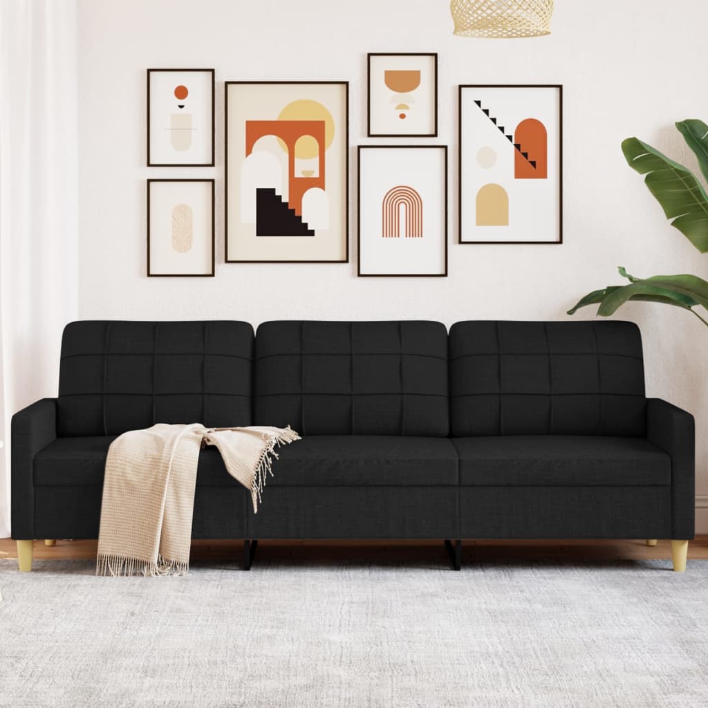 3-Sitzer-Sofa Schwarz 210 cm Stoff 3-Sitzer-Sofa Schwarz 210 cm Stoff