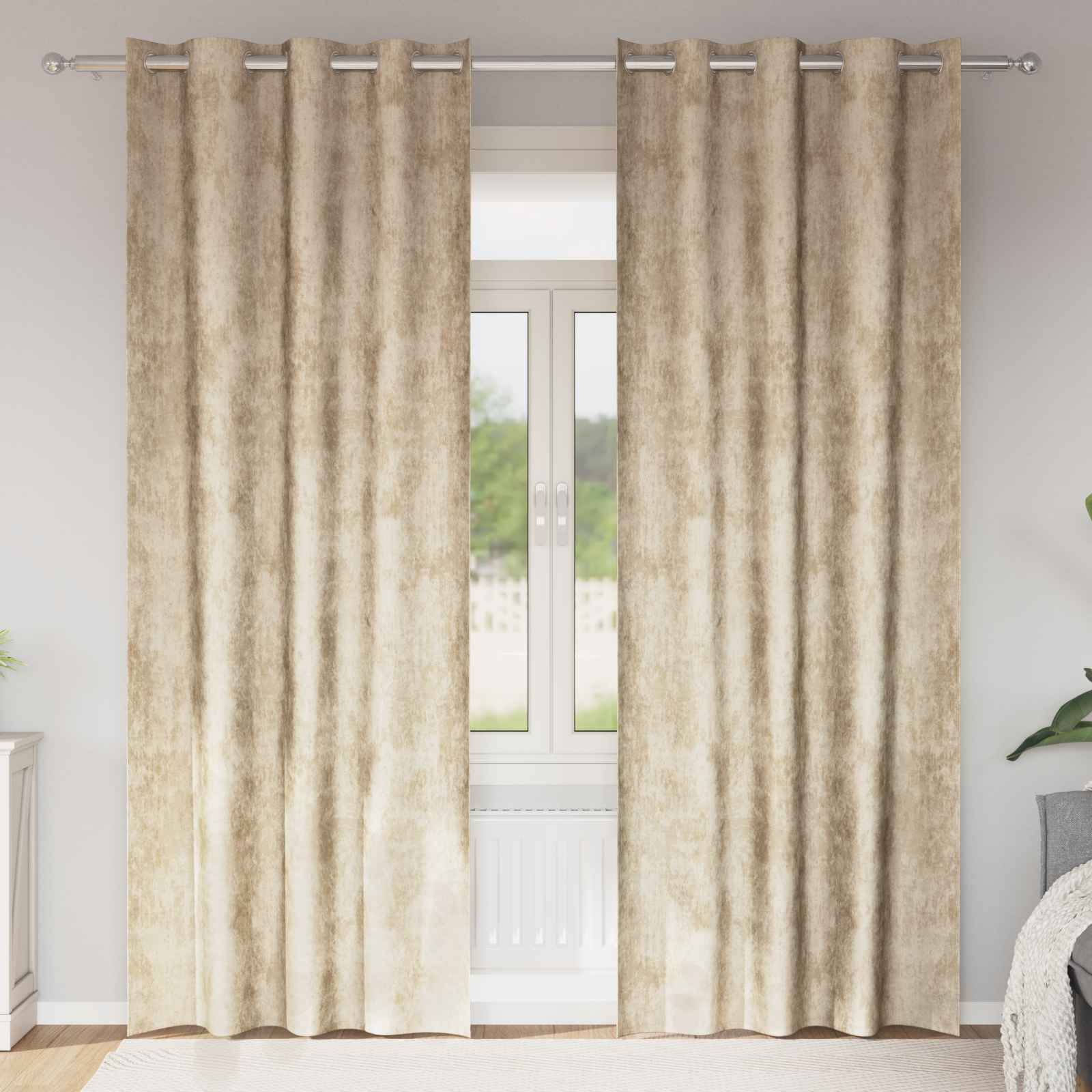 Velvet Vorhänge 2 Stck mit Ösen Creme 245x140 cm