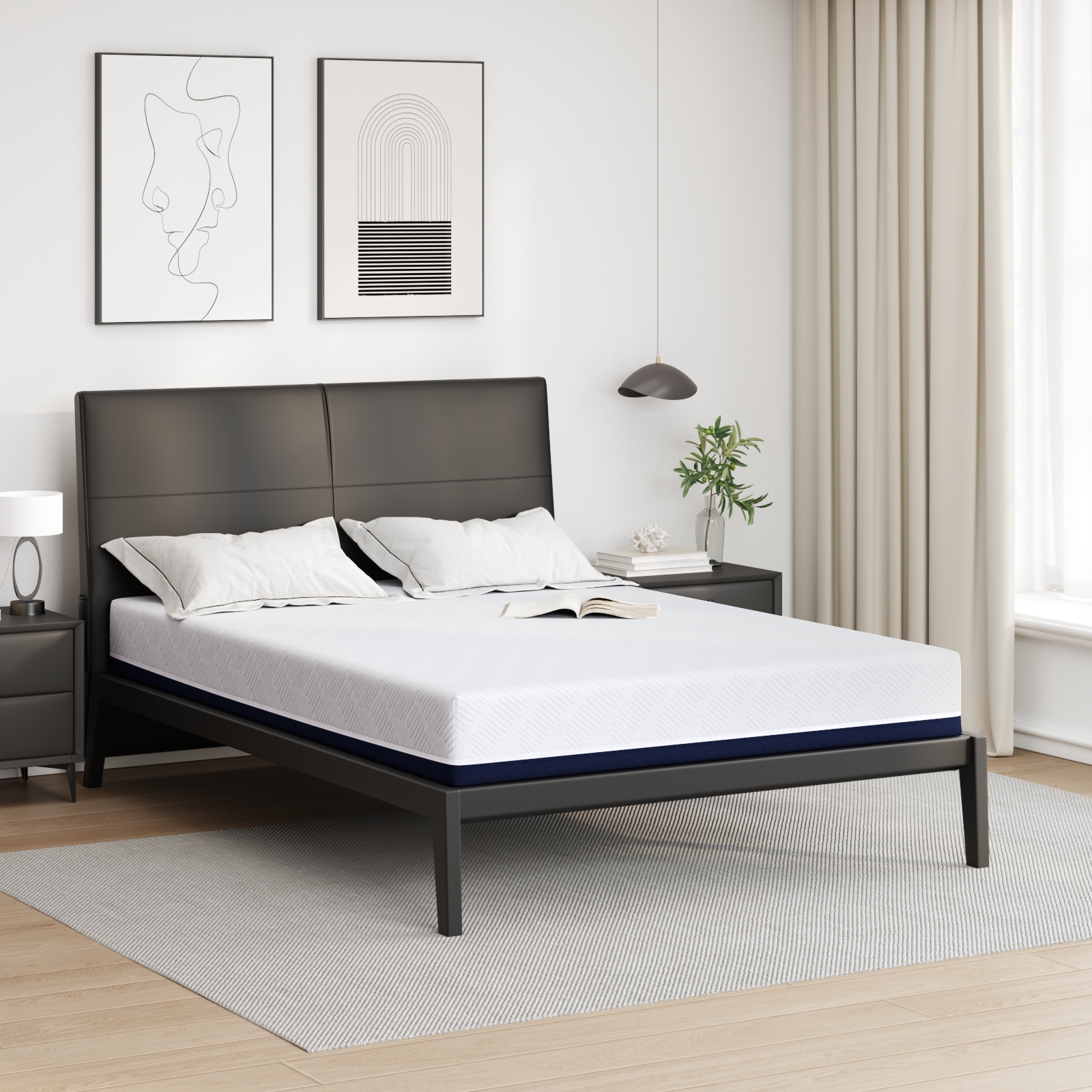 Matratzen Weiß, Blau 140 x 200 cm 100% Polyester Jacquardstoff