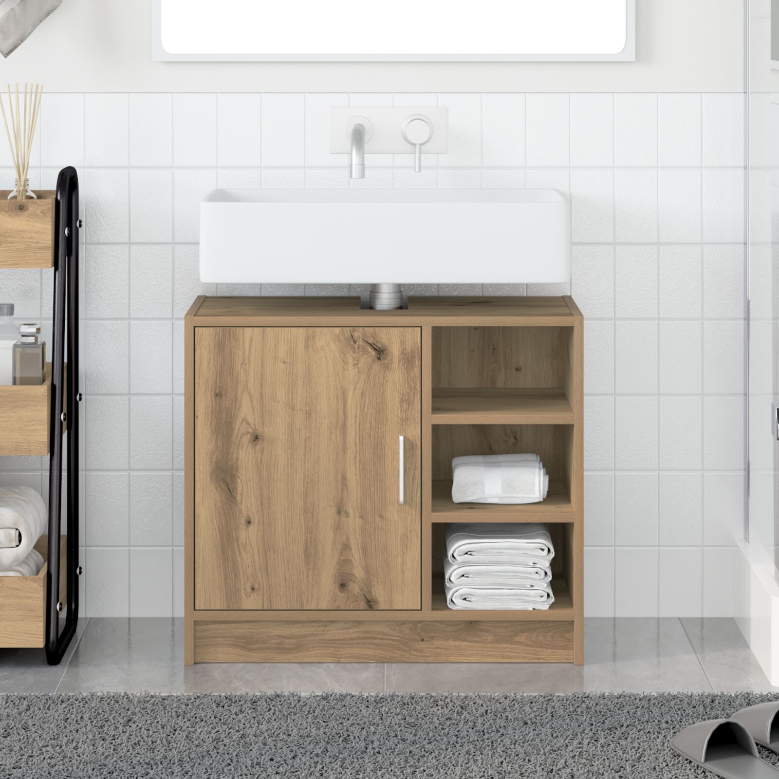 Waschbecken-Schrank Artisan Eiche 63x29x55 cm Holzwerkstoff