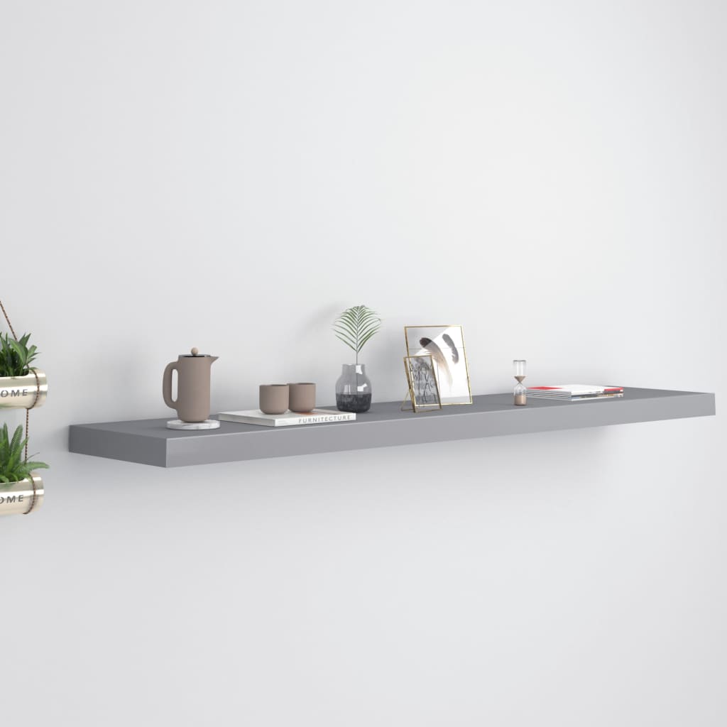 Schwebendes Wandregal Grau 120x23,5x3,8 cm MDF