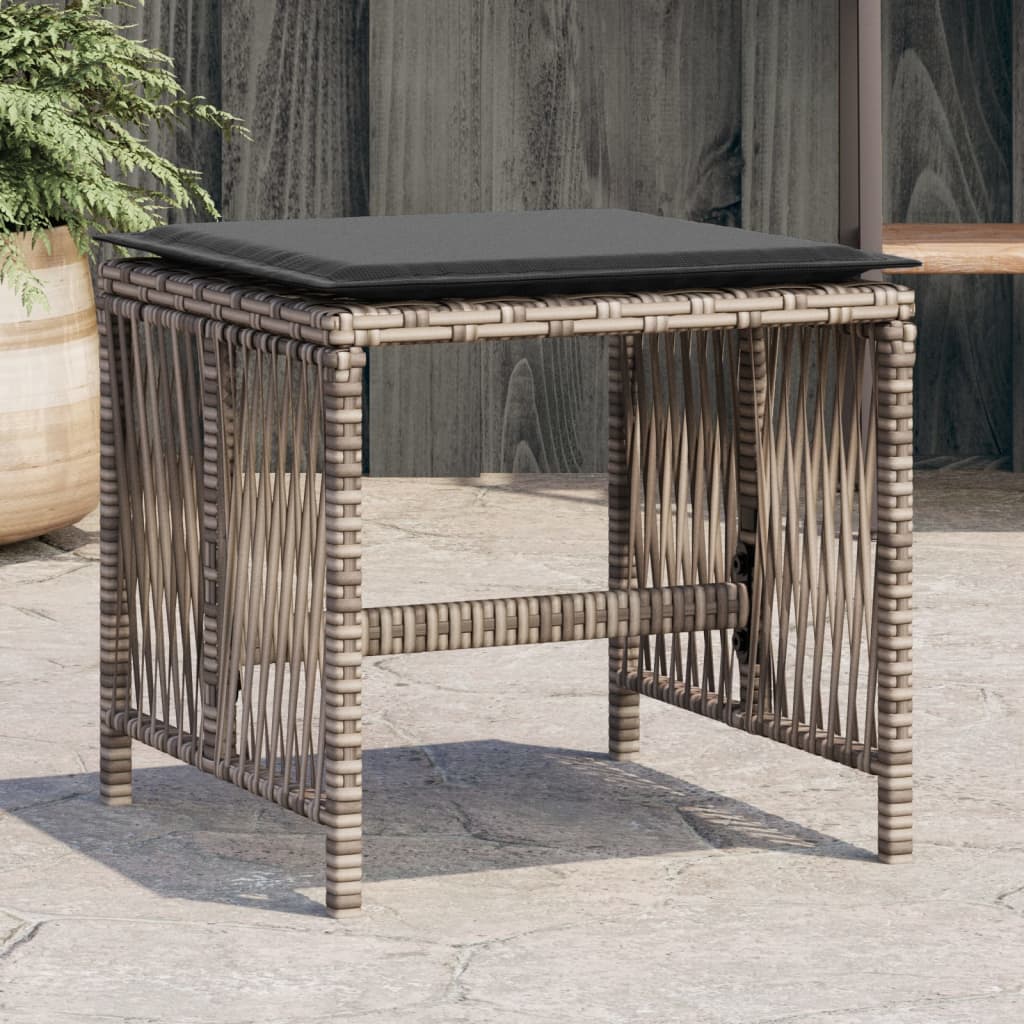 Gartenhocker mit Kissen 4 Stk. Grau 41x41x36 cm Poly Rattan Gartenhocker mit Kissen 4 Stk. Grau 41x41x36 cm Poly Rattan