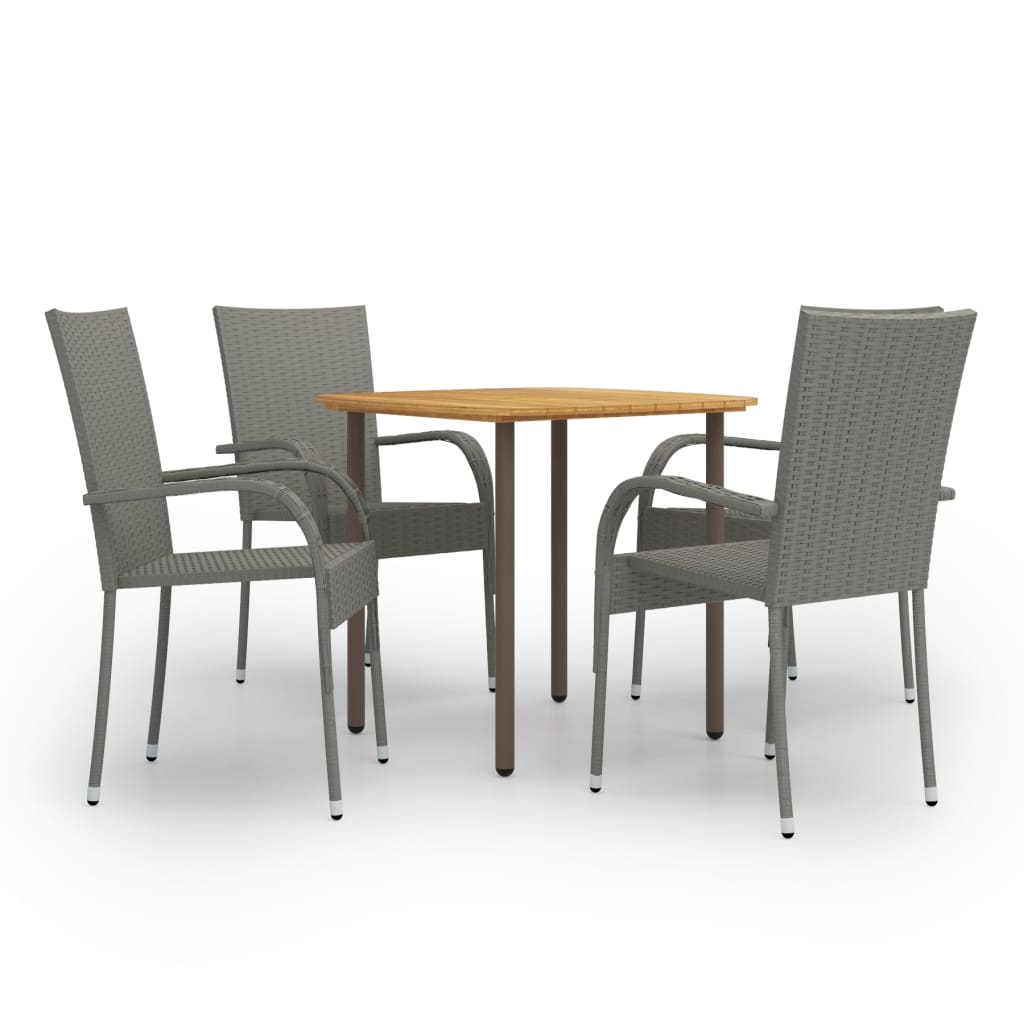 5-tlg. Garten-Essgruppe Poly Rattan Grau 5-tlg. Garten-Essgruppe Poly Rattan Grau