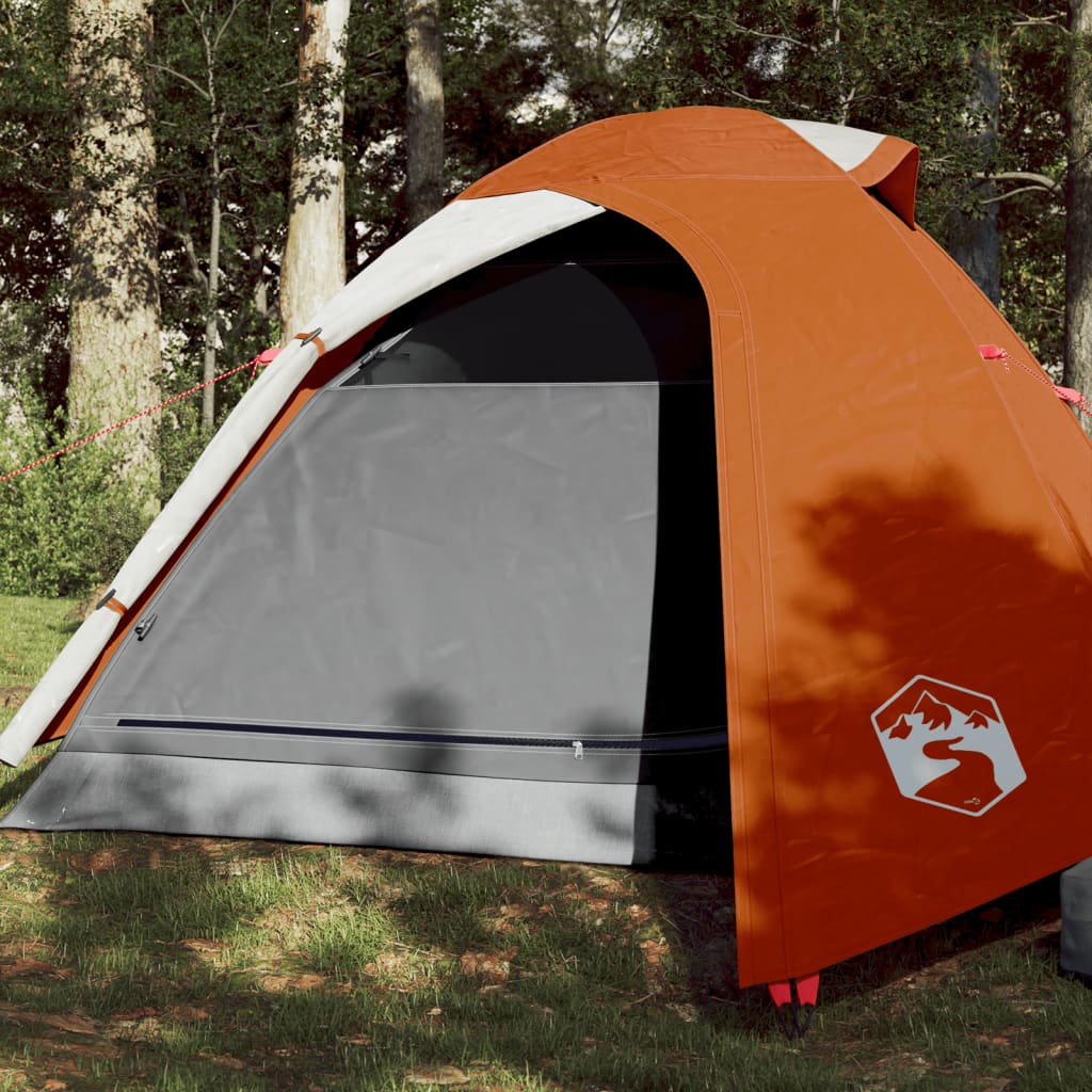Kuppel-Campingzelt 3 Personen Grau und Orange Wasserdicht