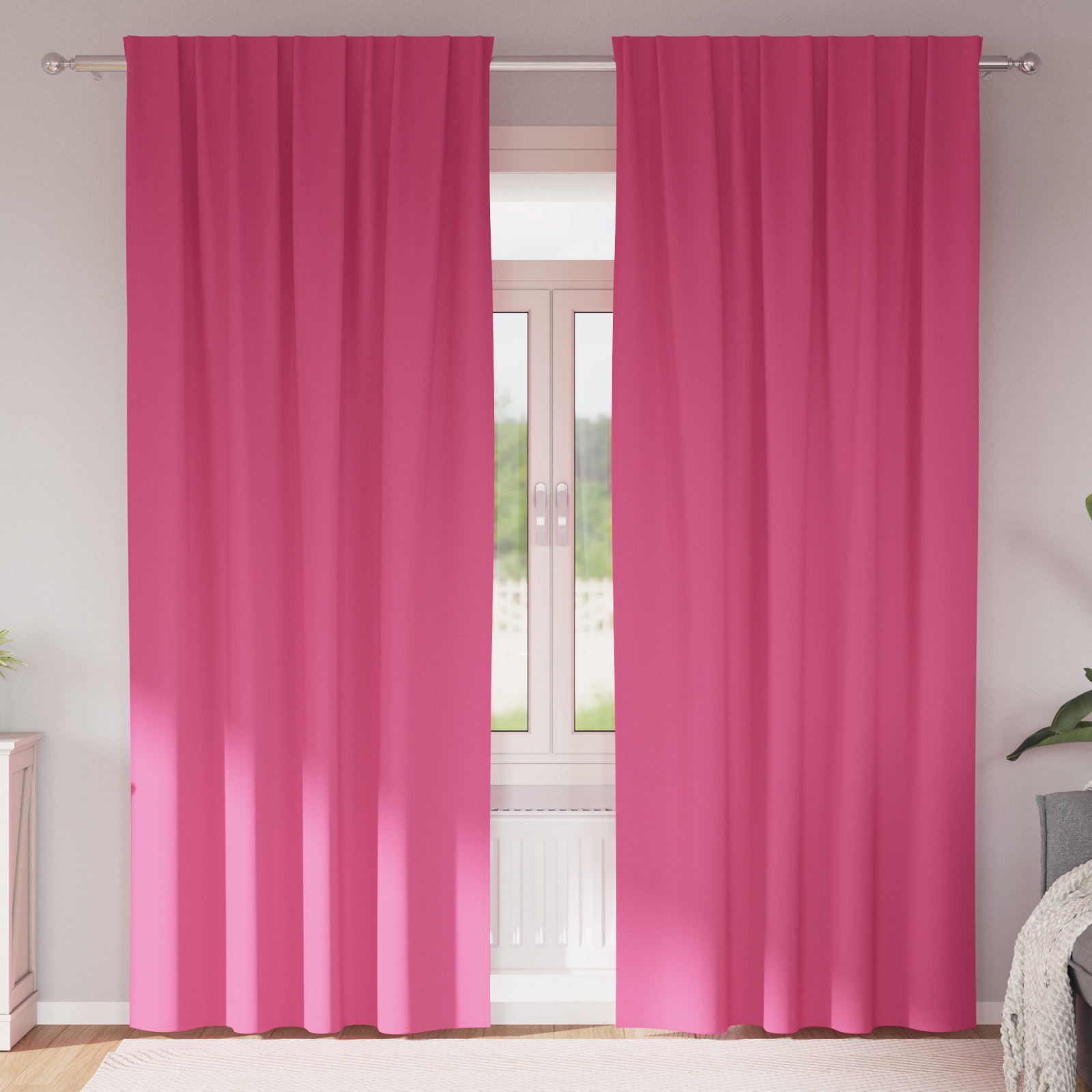 Vorhänge 2 pcs Leuchtendes Pink 245 x 140 cm Polyester