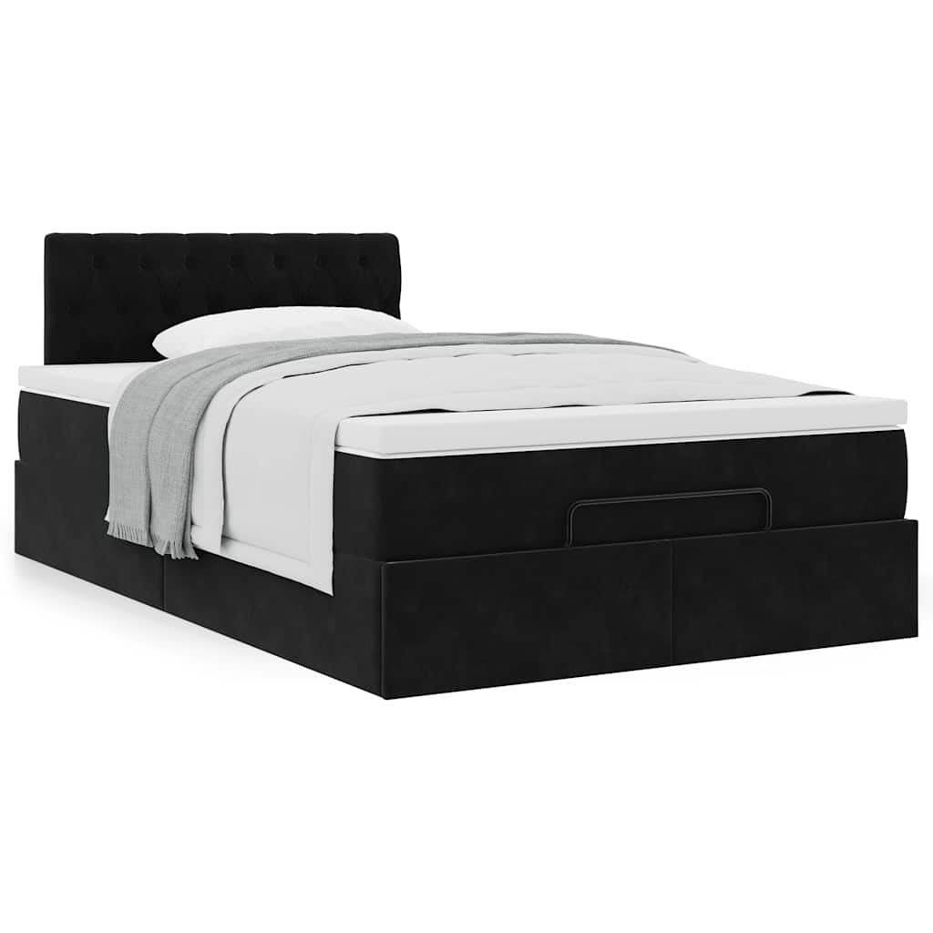 Ottoman-Bett mit Matratze Schwarz 120x200 cm Samt