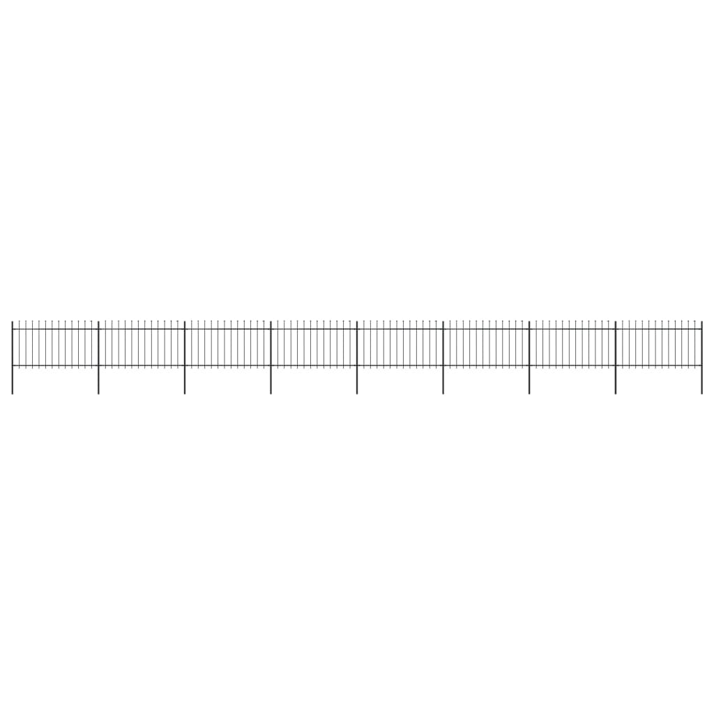 Gartenzaun mit Speerspitzen Stahl 13,6 x 1 m Schwarz