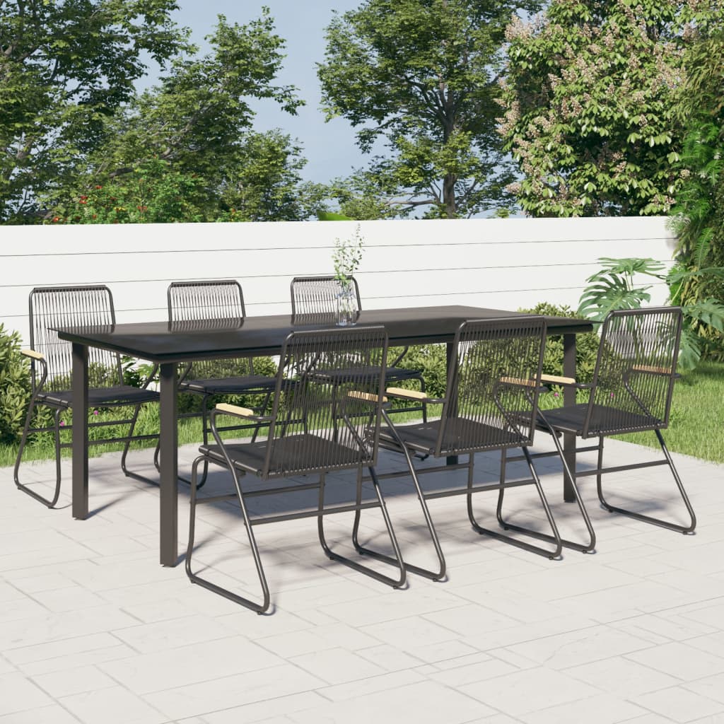 7-tlg. Garten-Essgruppe Schwarz PVC-Rattan 7-tlg. Garten-Essgruppe Schwarz PVC-Rattan